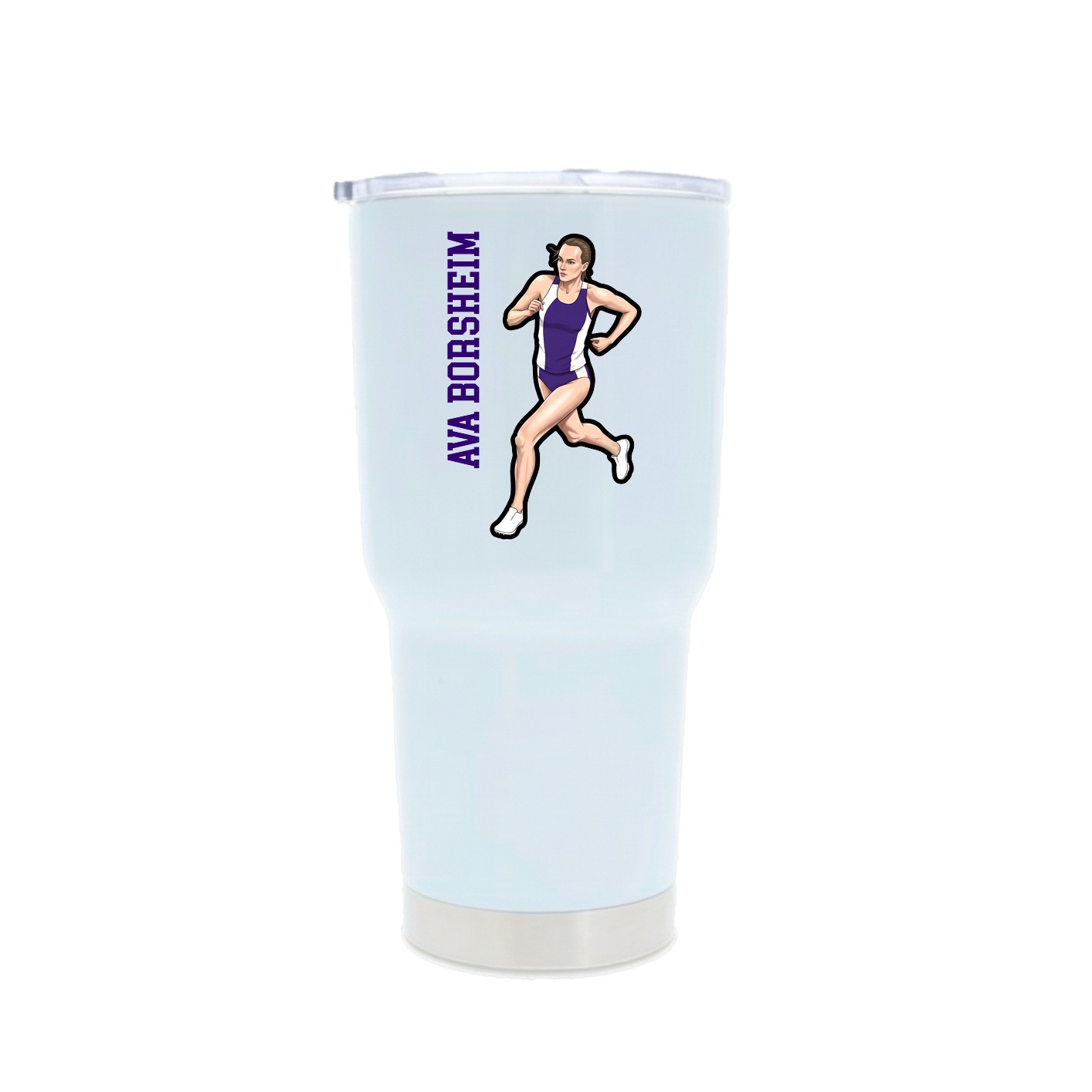30oz Stainless Steel Tumbler — Name Vertical in White