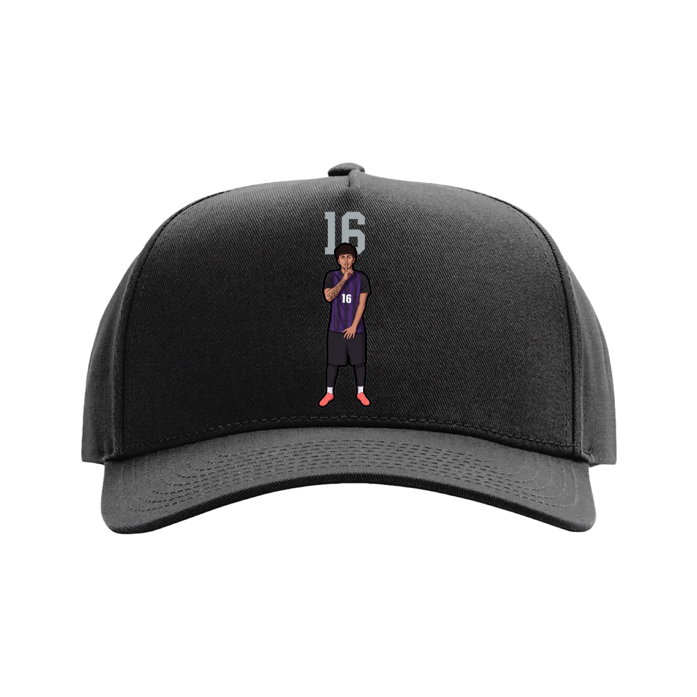 Full Fabric Five-Panel Champ Cap — Number Top in Black