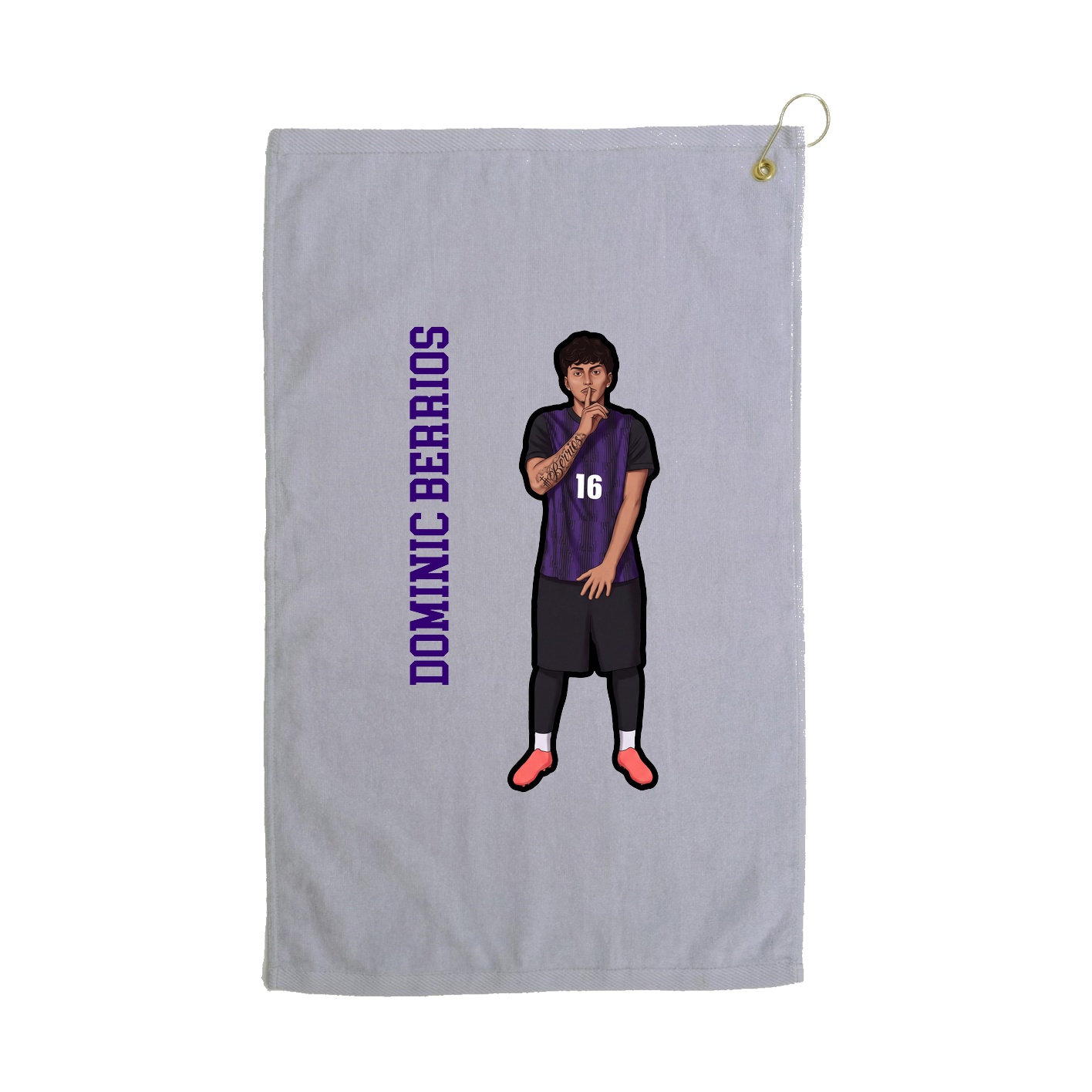 Golf Towel — Name Vertical in Grey