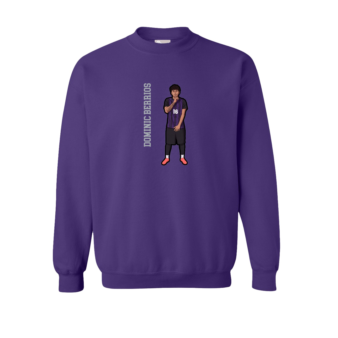 Fleece Crew — Name Vertical in Purple