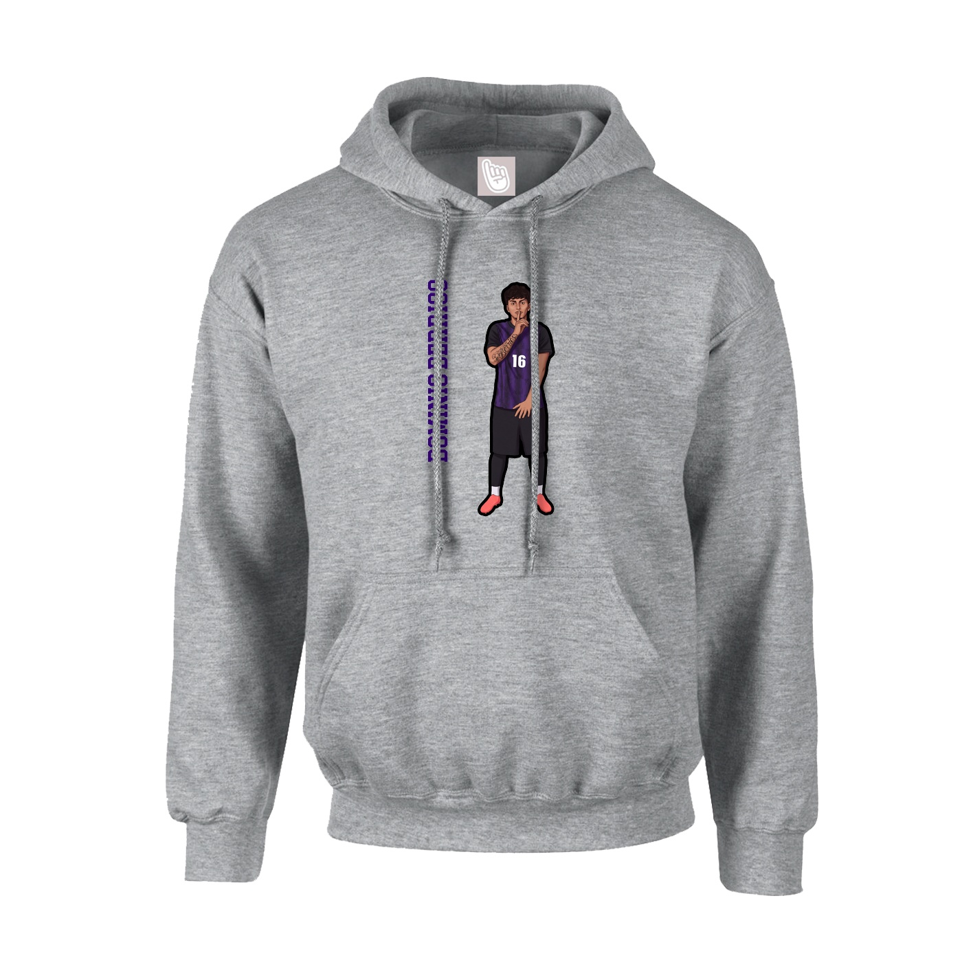 Youth Hoodie — Name Vertical in Grey