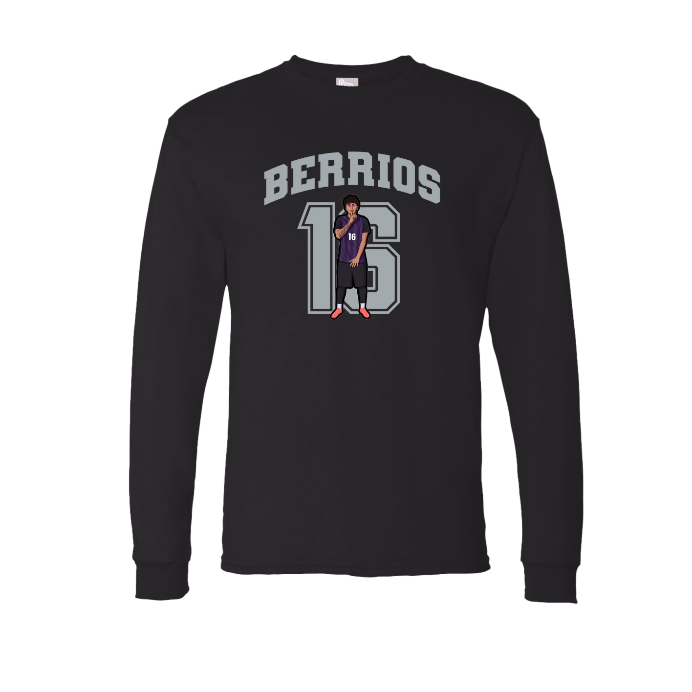 Long Sleeve Tee — Number in Black