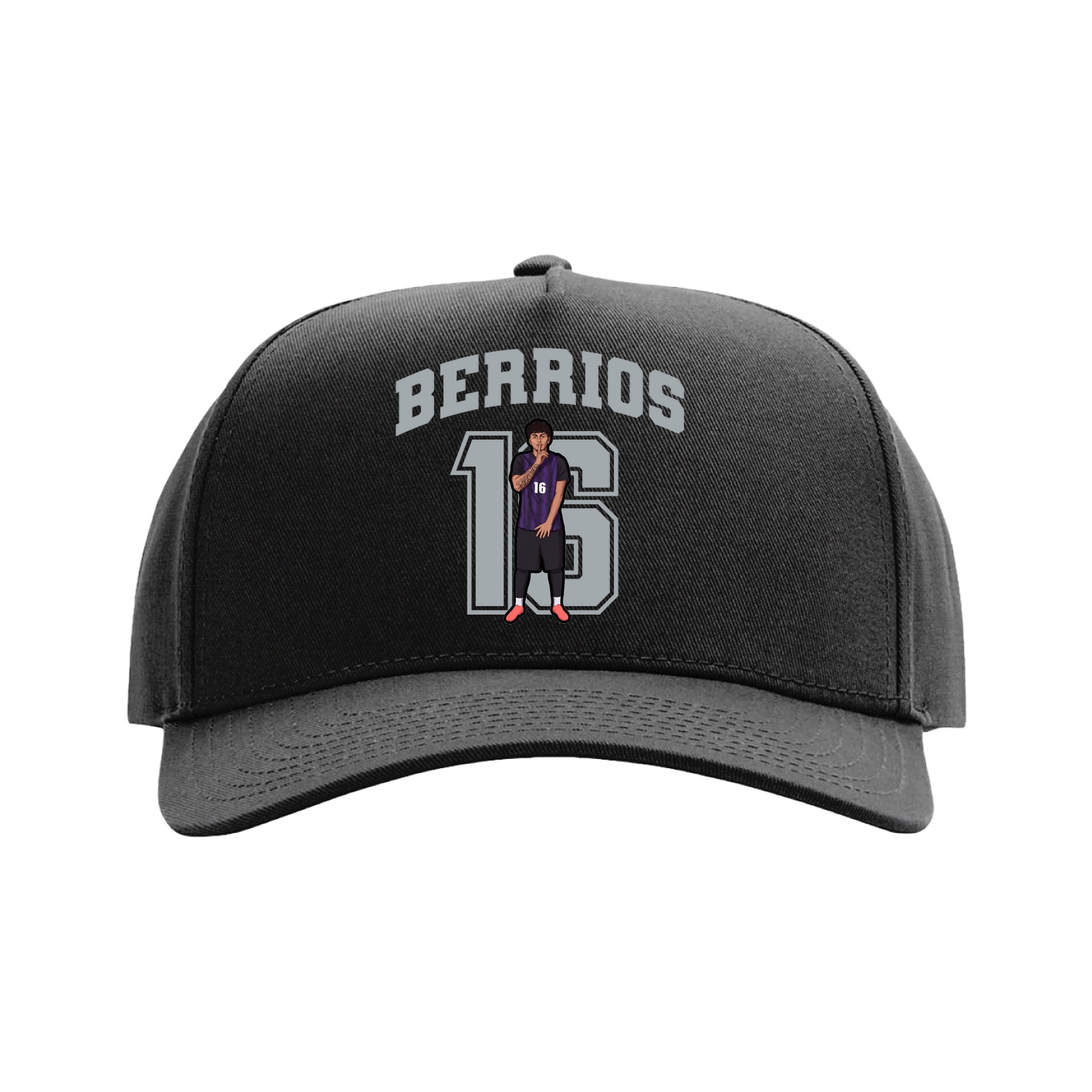 Full Fabric Five-Panel Champ Cap — Number in Black