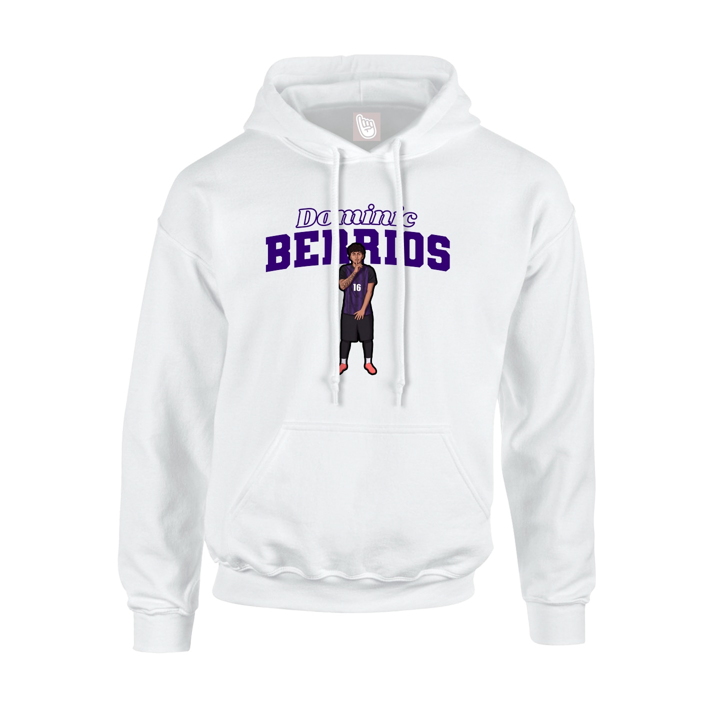 Youth Hoodie — Name Arch in White