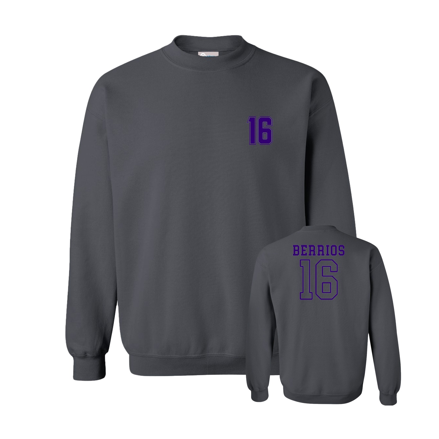 Fleece Crew — Chest Back in Grey