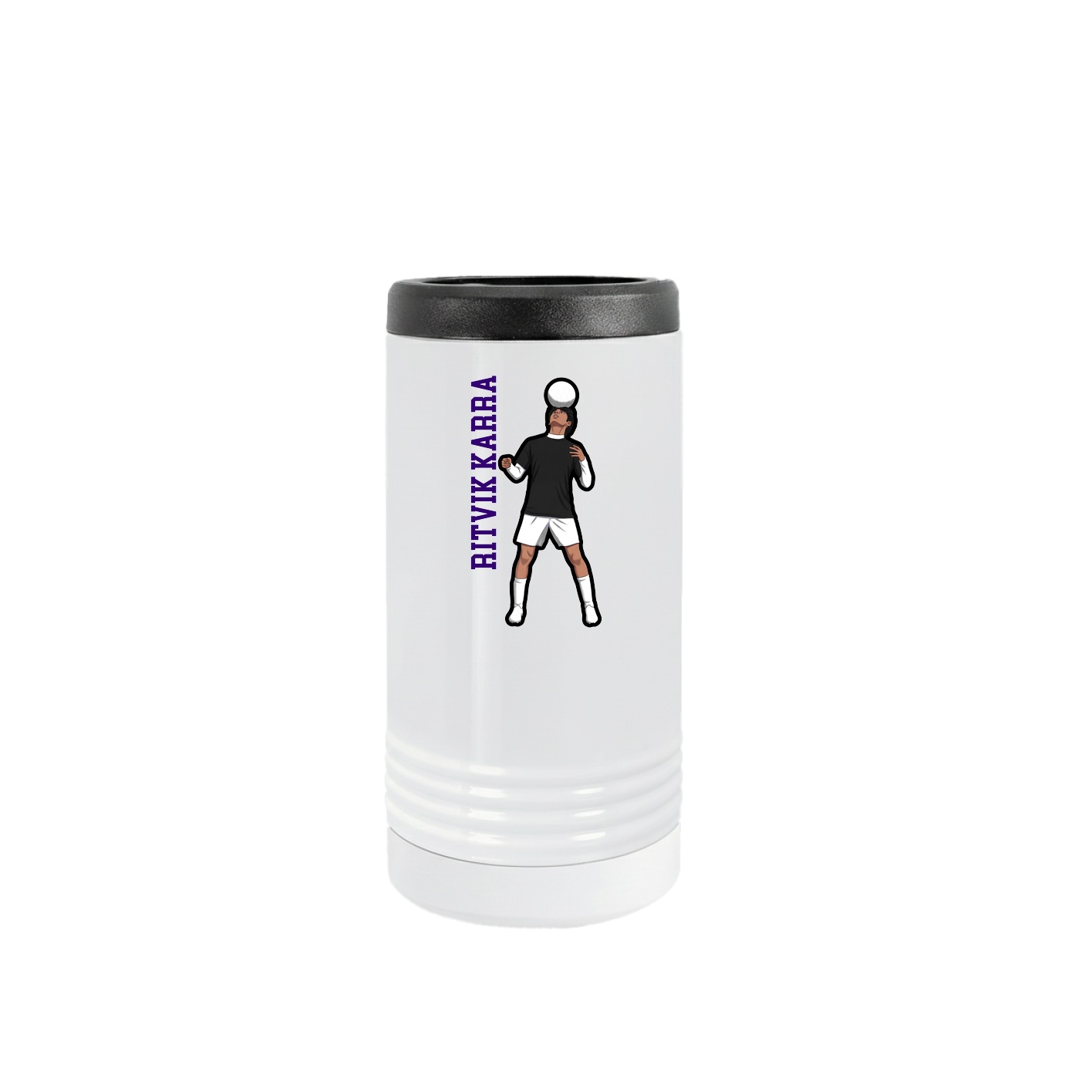 Slim Beverage Holder — Name Vertical in White