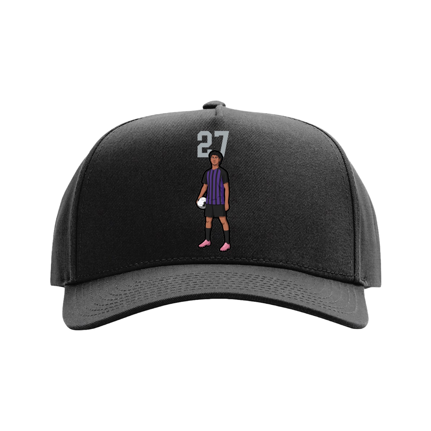 Full Fabric Five-Panel Champ Cap — Number Top in Black