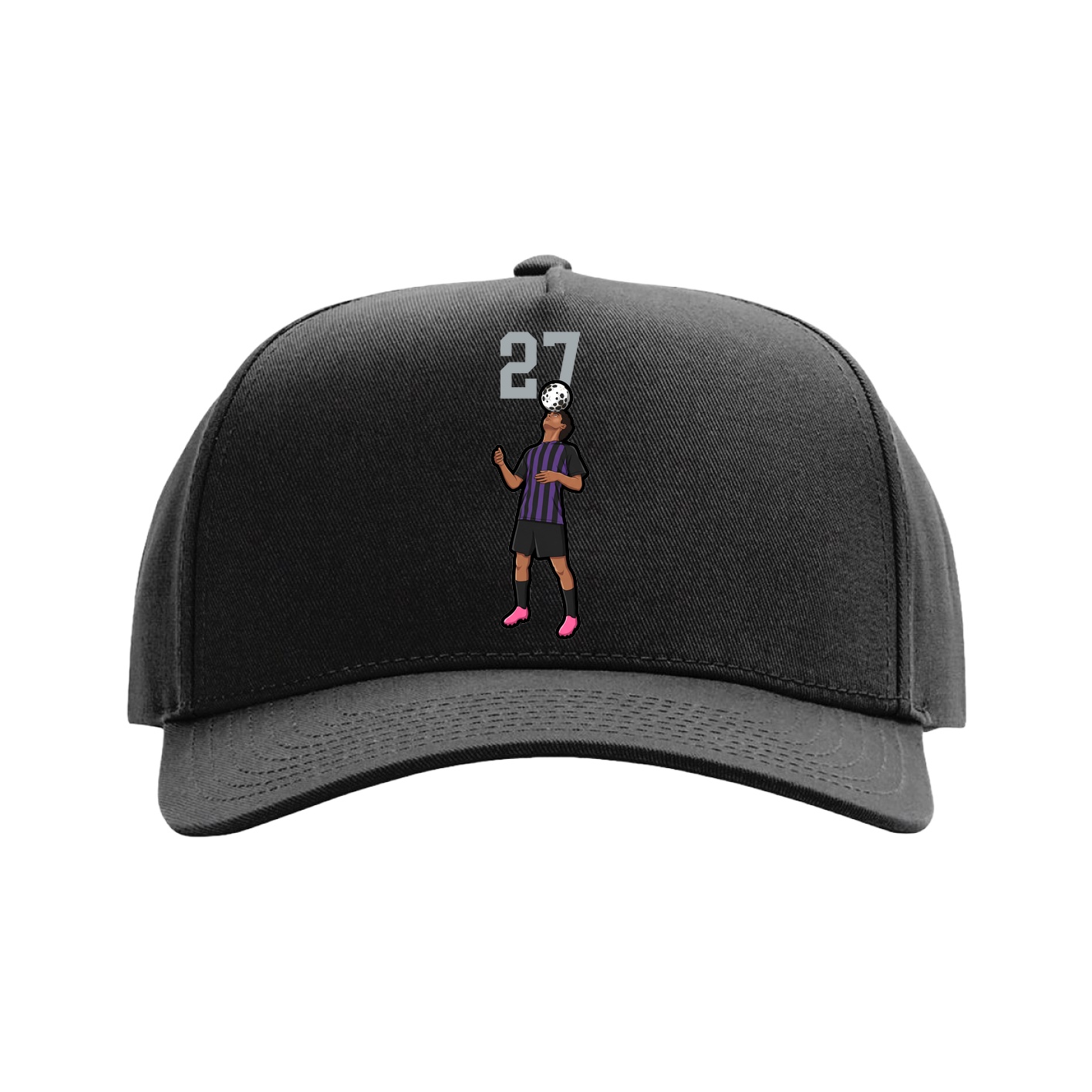 Full Fabric Five-Panel Champ Cap — Number Top in Black