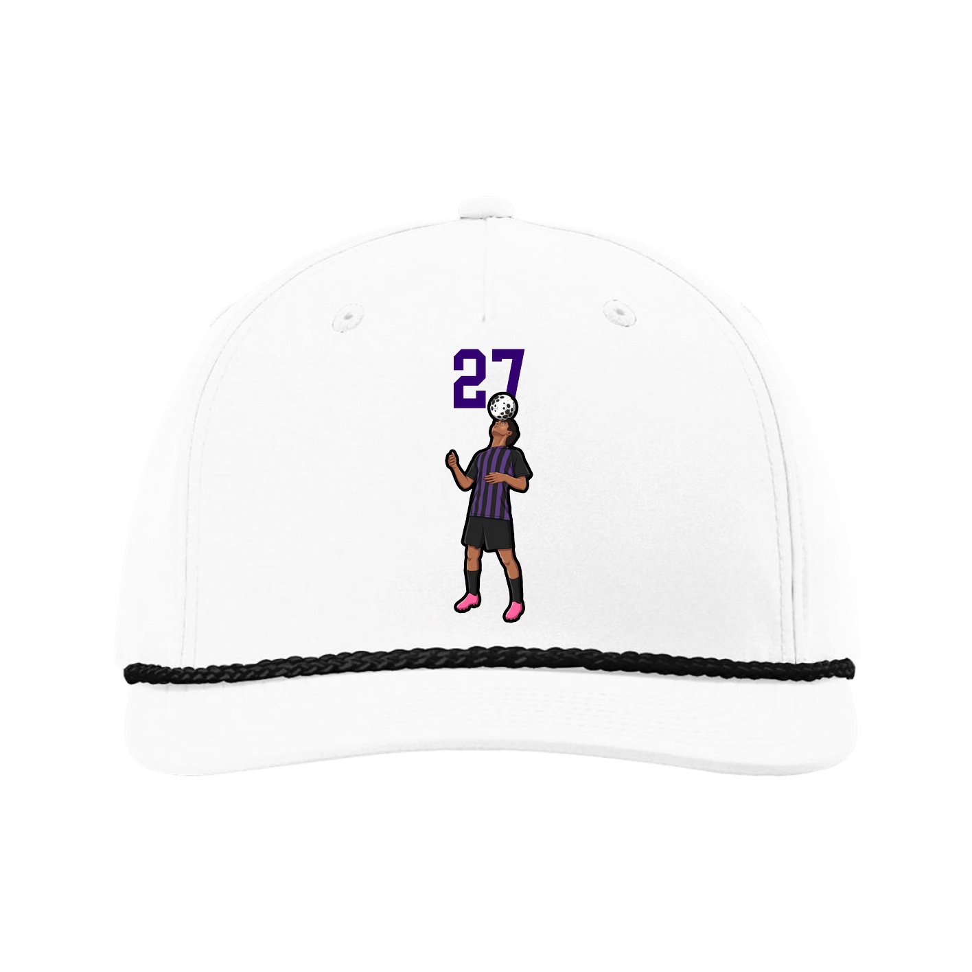 Five-Panel Classic Rope Cap — Number Top in White