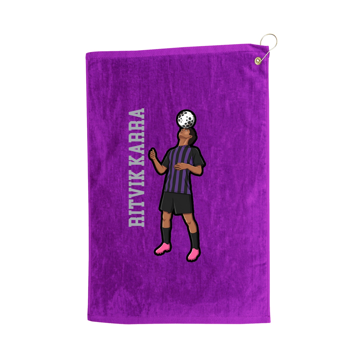 Golf Towel — Name Vertical in Purple
