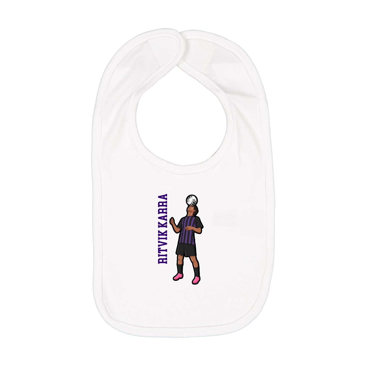 Infant Bib — Name Vertical in White