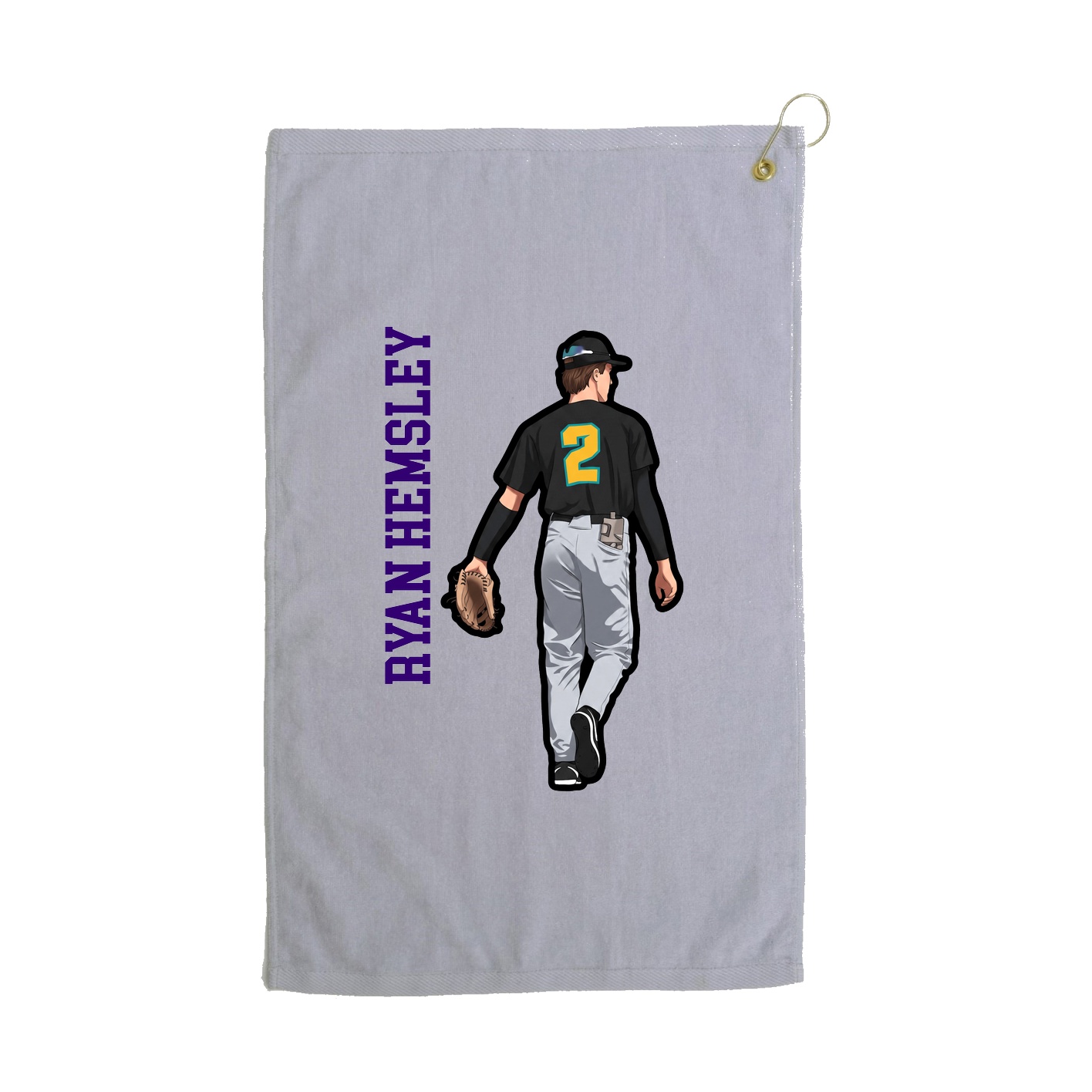 Golf Towel — Name Vertical in Grey