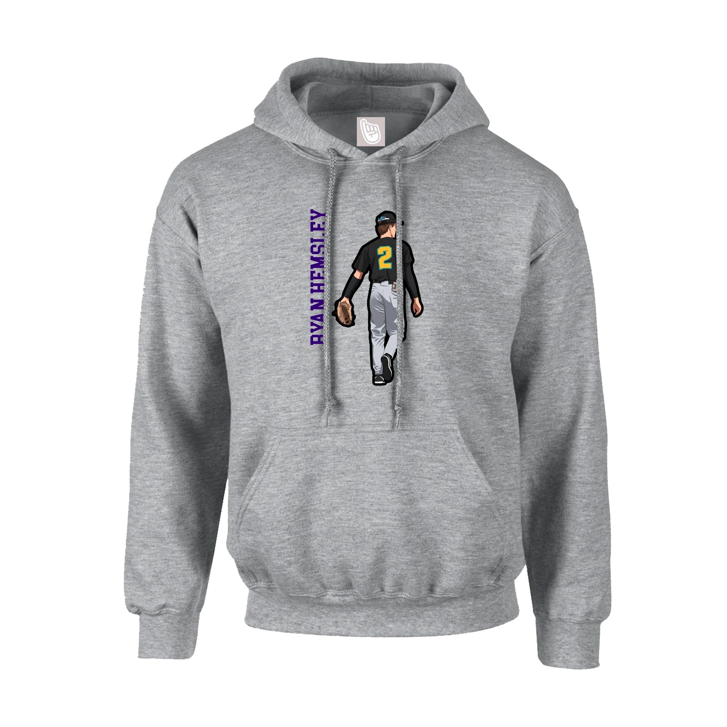 Hoodie — Name Vertical in Grey