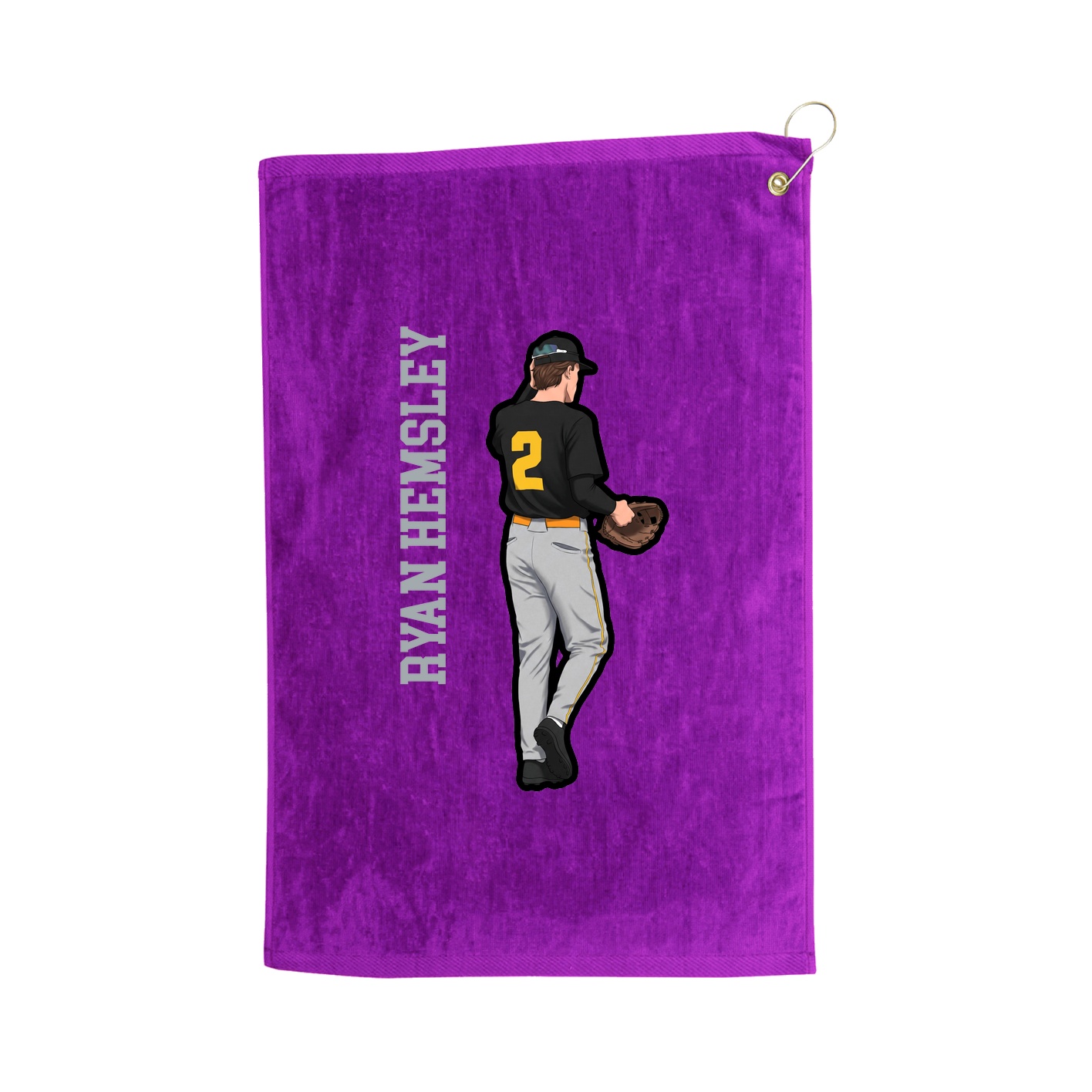 Golf Towel — Name Vertical in Purple