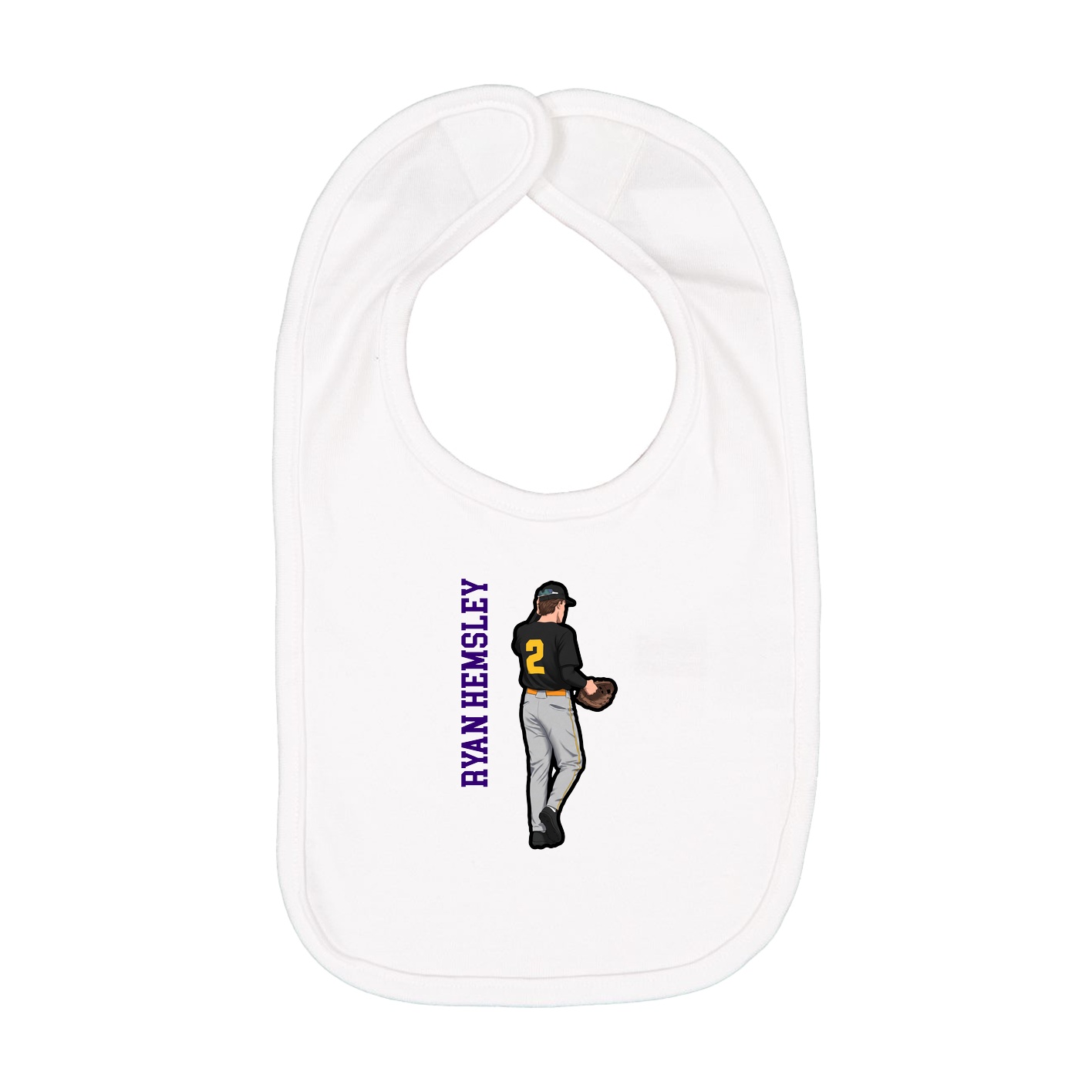 Infant Bib — Name Vertical in White