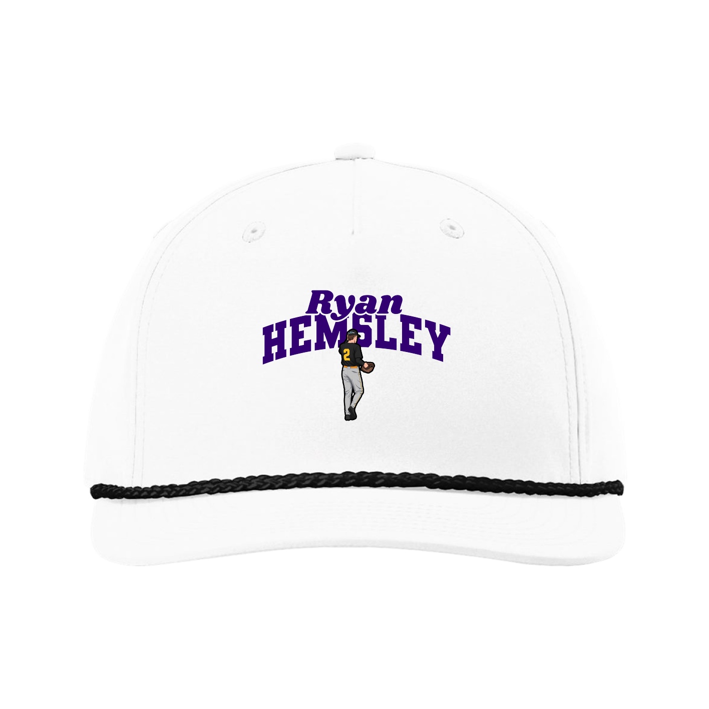 Five-Panel Classic Rope Cap — Signature Arch in White