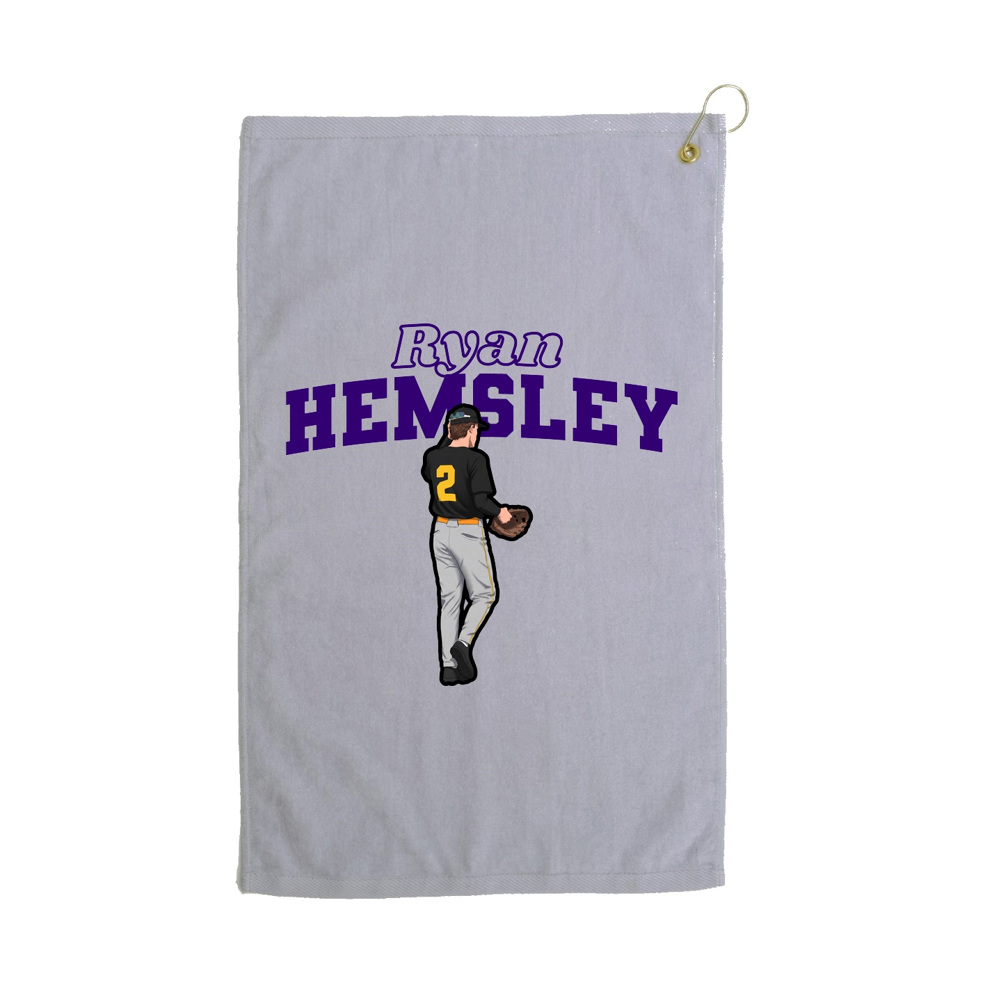 Golf Towel — Name Arch in Grey