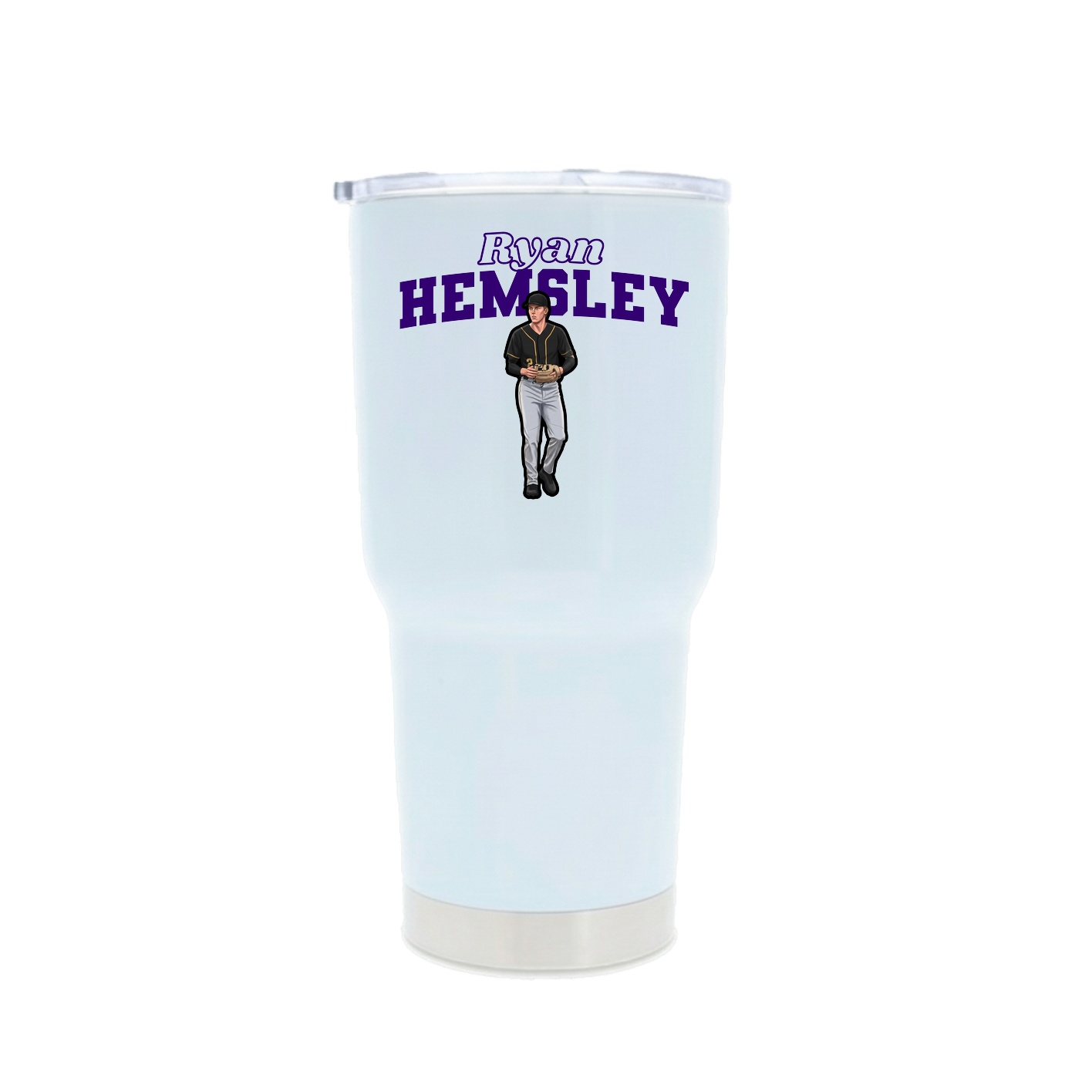 30oz Stainless Steel Tumbler — Name Arch in White