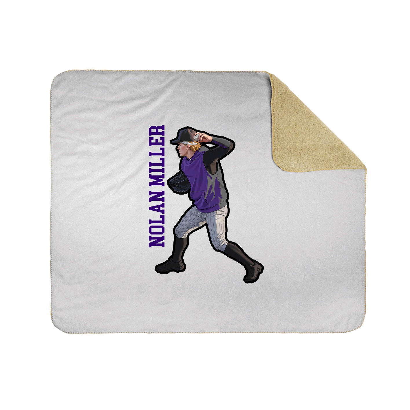 Throw Blanket — Name Vertical in White