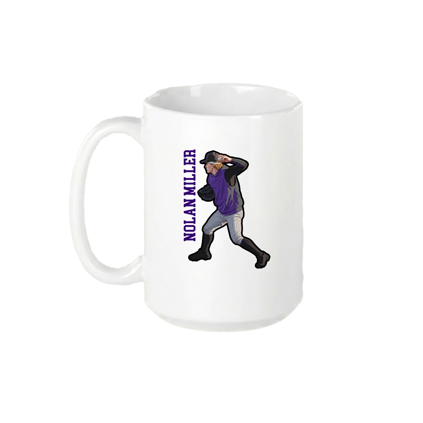 15oz Coffee Mug — Name Vertical in White
