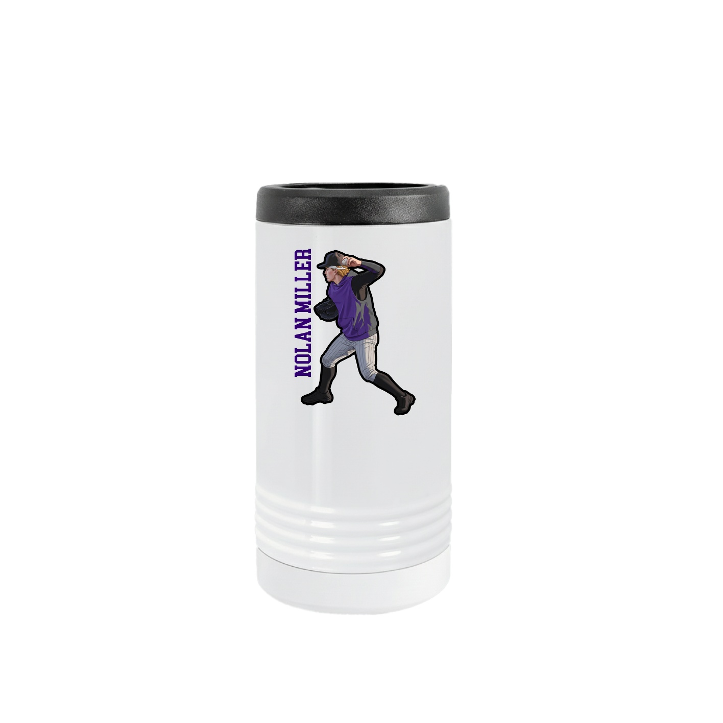 Slim Beverage Holder — Name Vertical in White