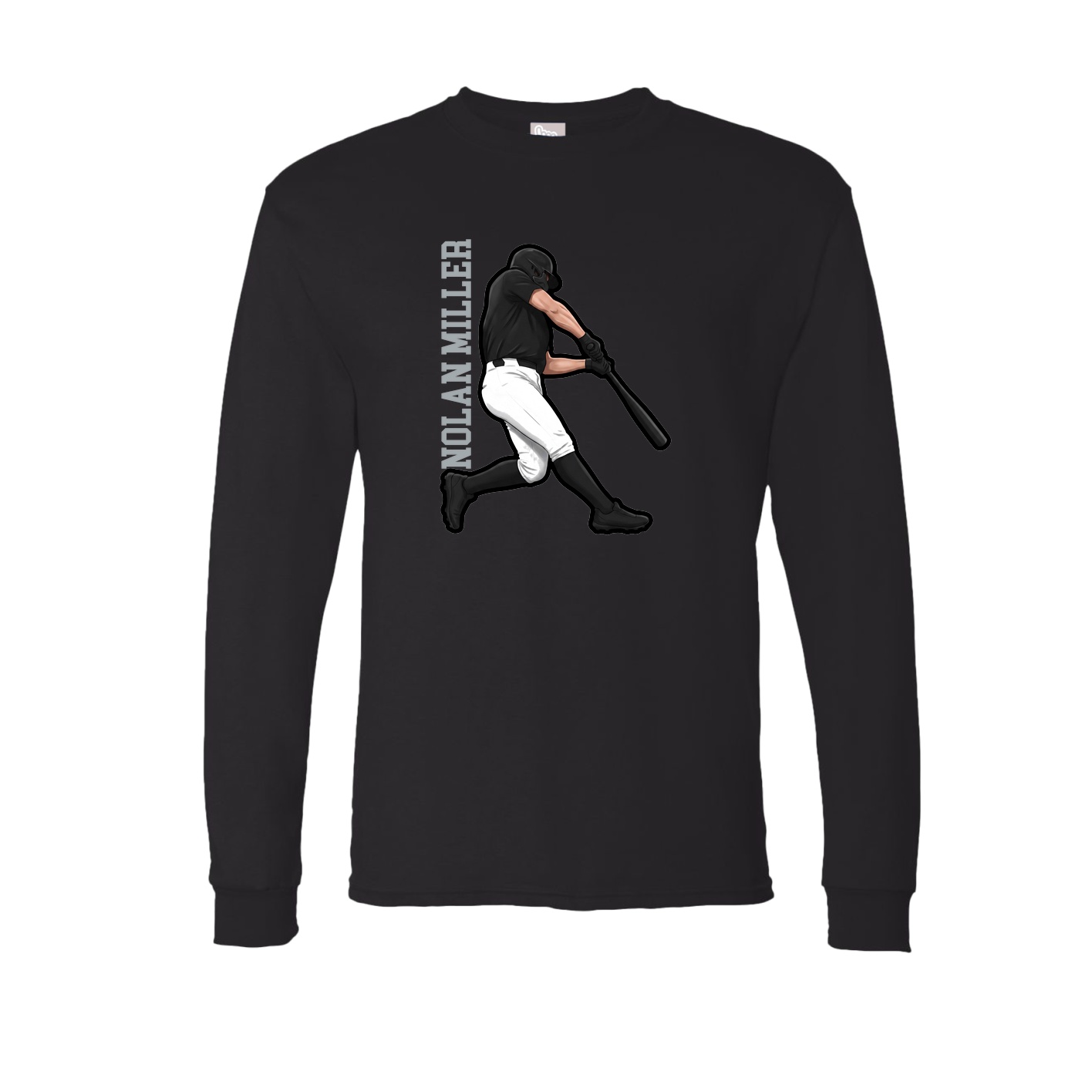Long Sleeve Tee — Name Vertical in Black