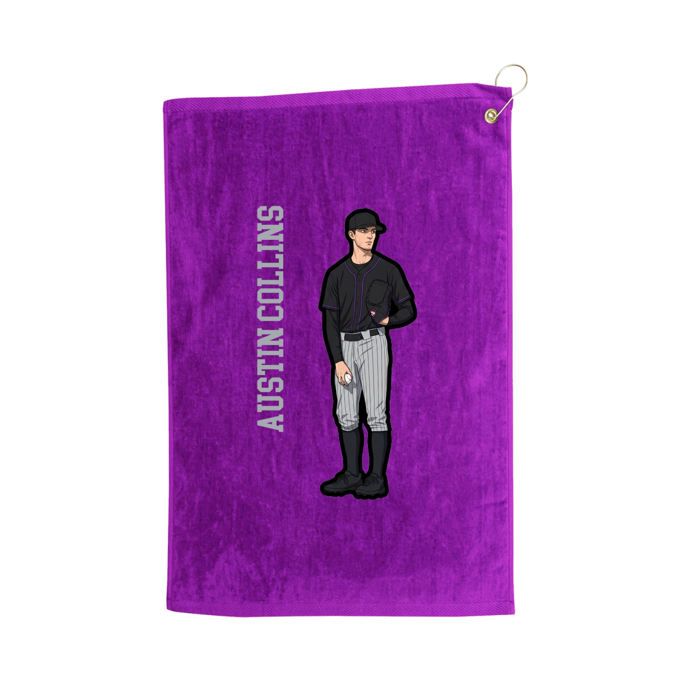 Golf Towel — Name Vertical in Purple