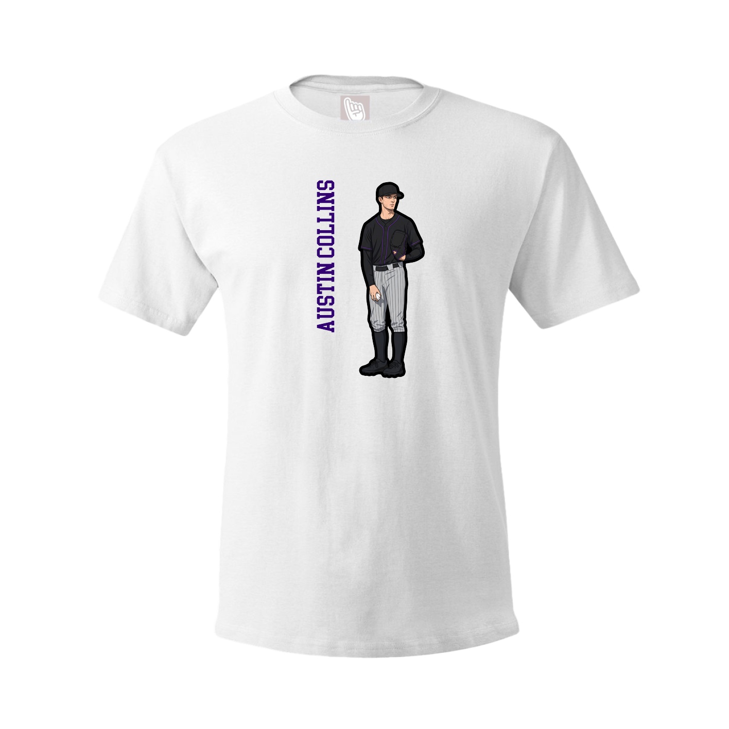 Youth Tee — Name Vertical in White