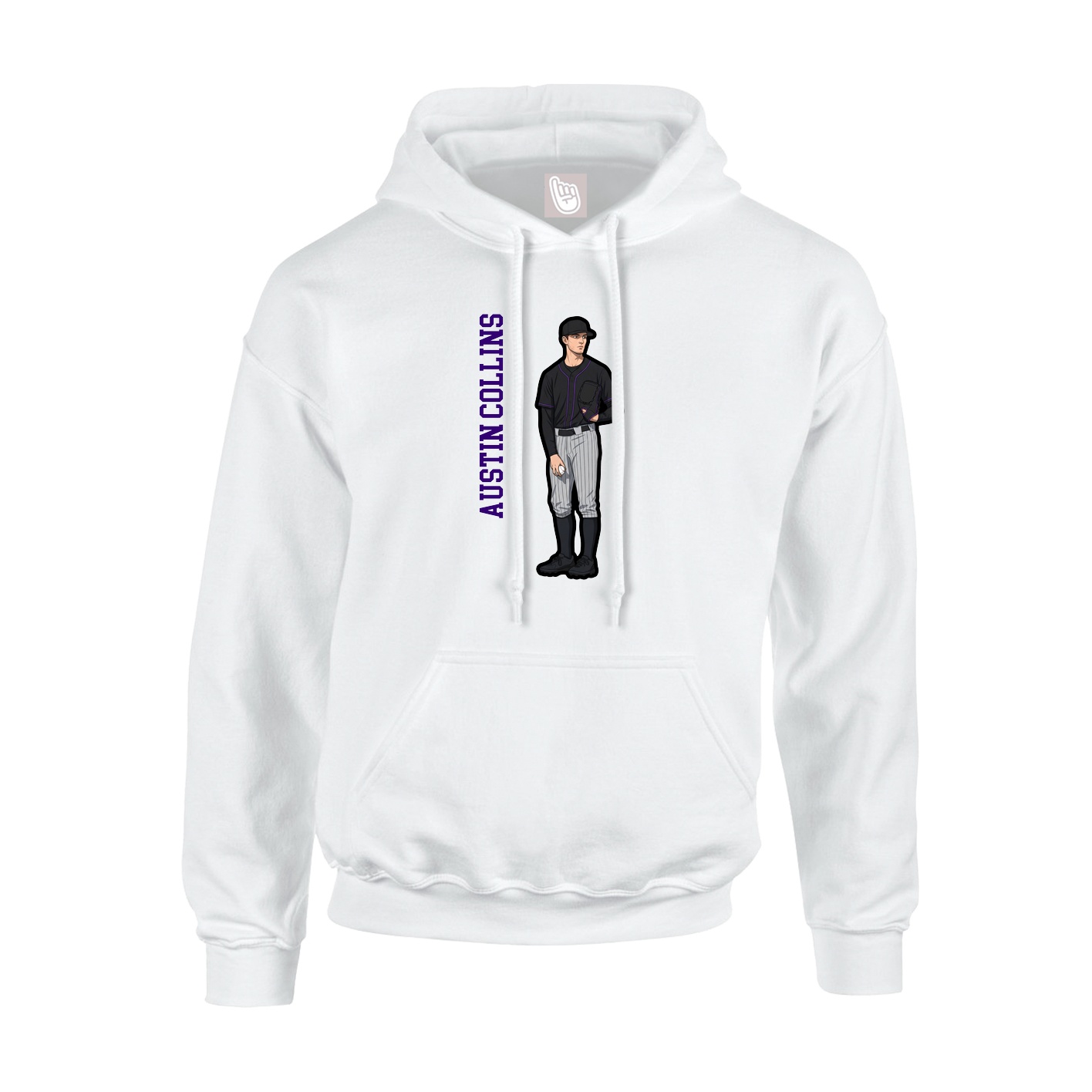 Youth Hoodie — Name Vertical in White