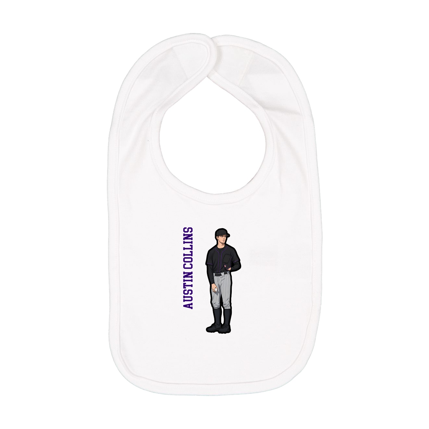 Infant Bib — Name Vertical in White