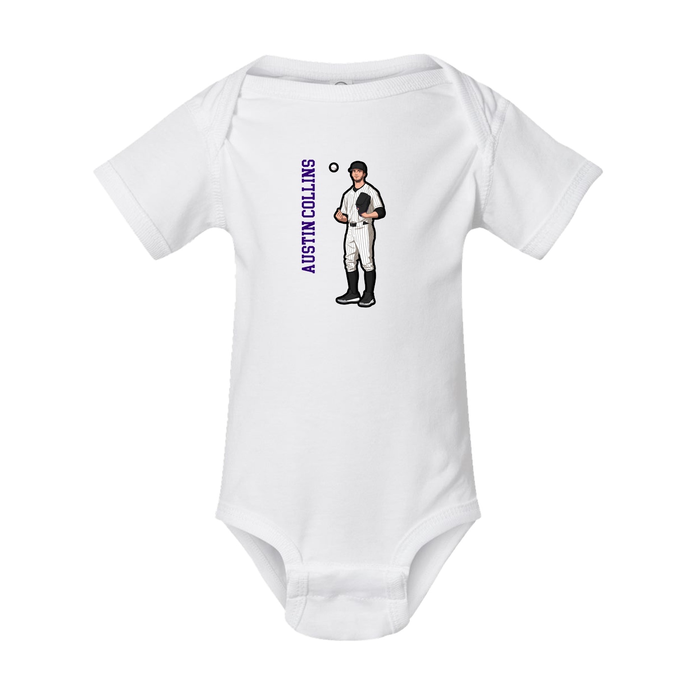 Baby Onesie — Name Vertical in White