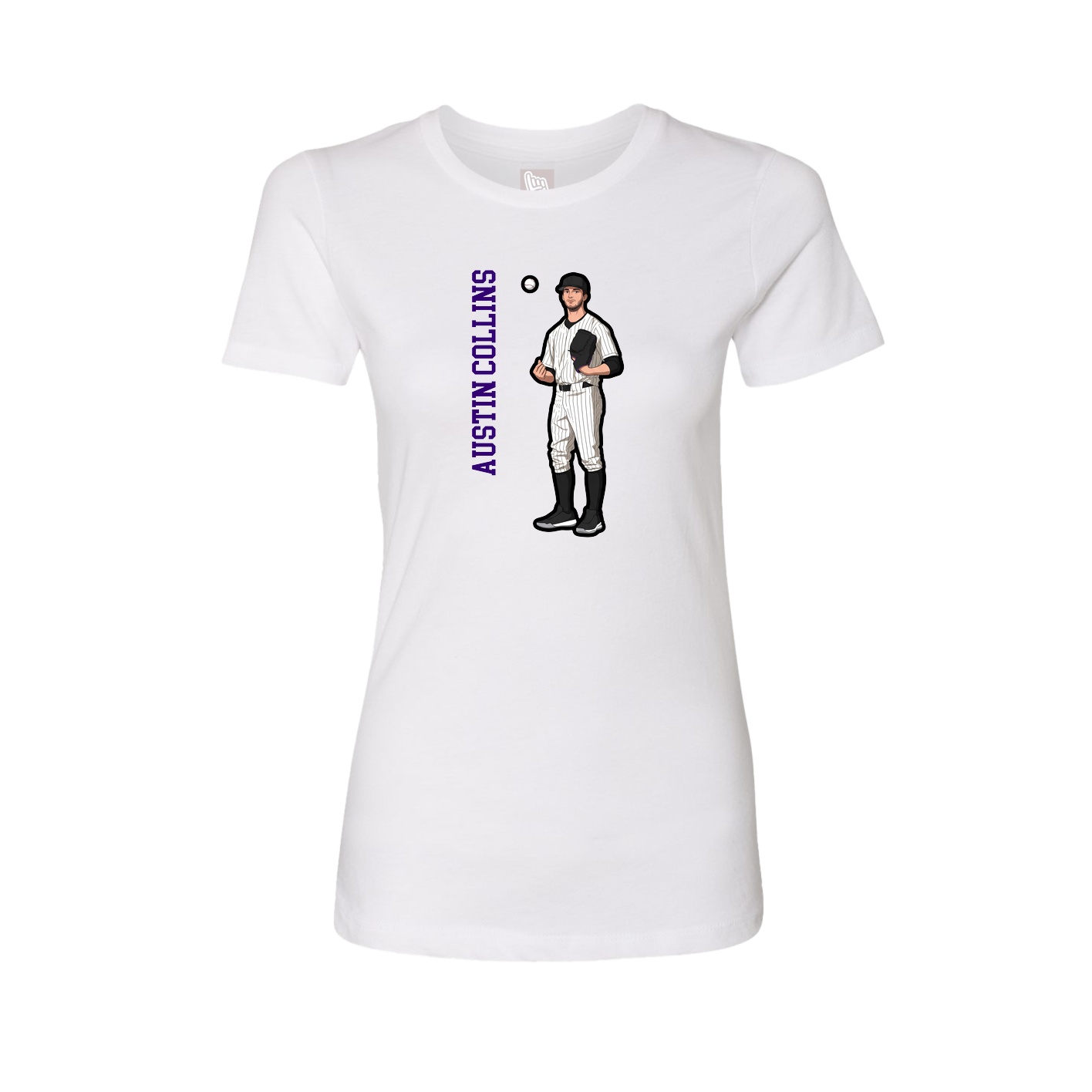 Fitted Women's Tee — Name Vertical in White
