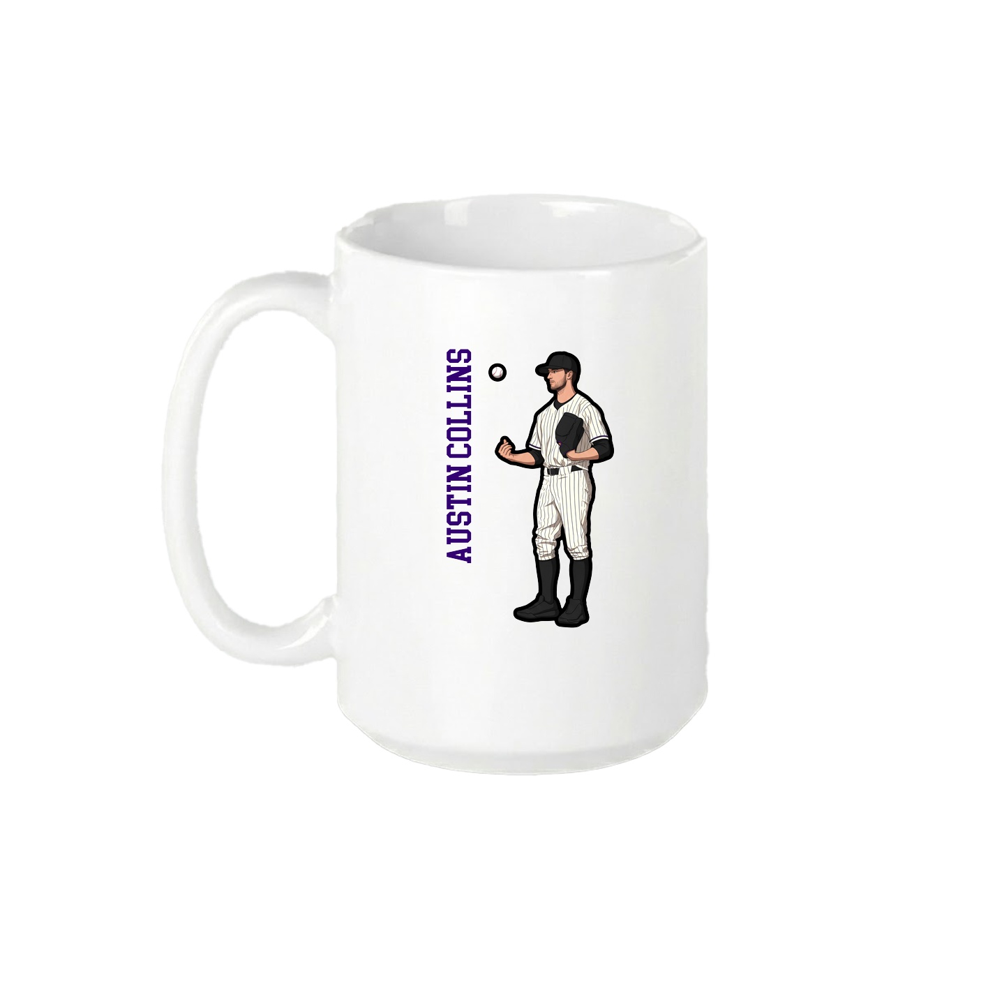 15oz Coffee Mug — Name Vertical in White