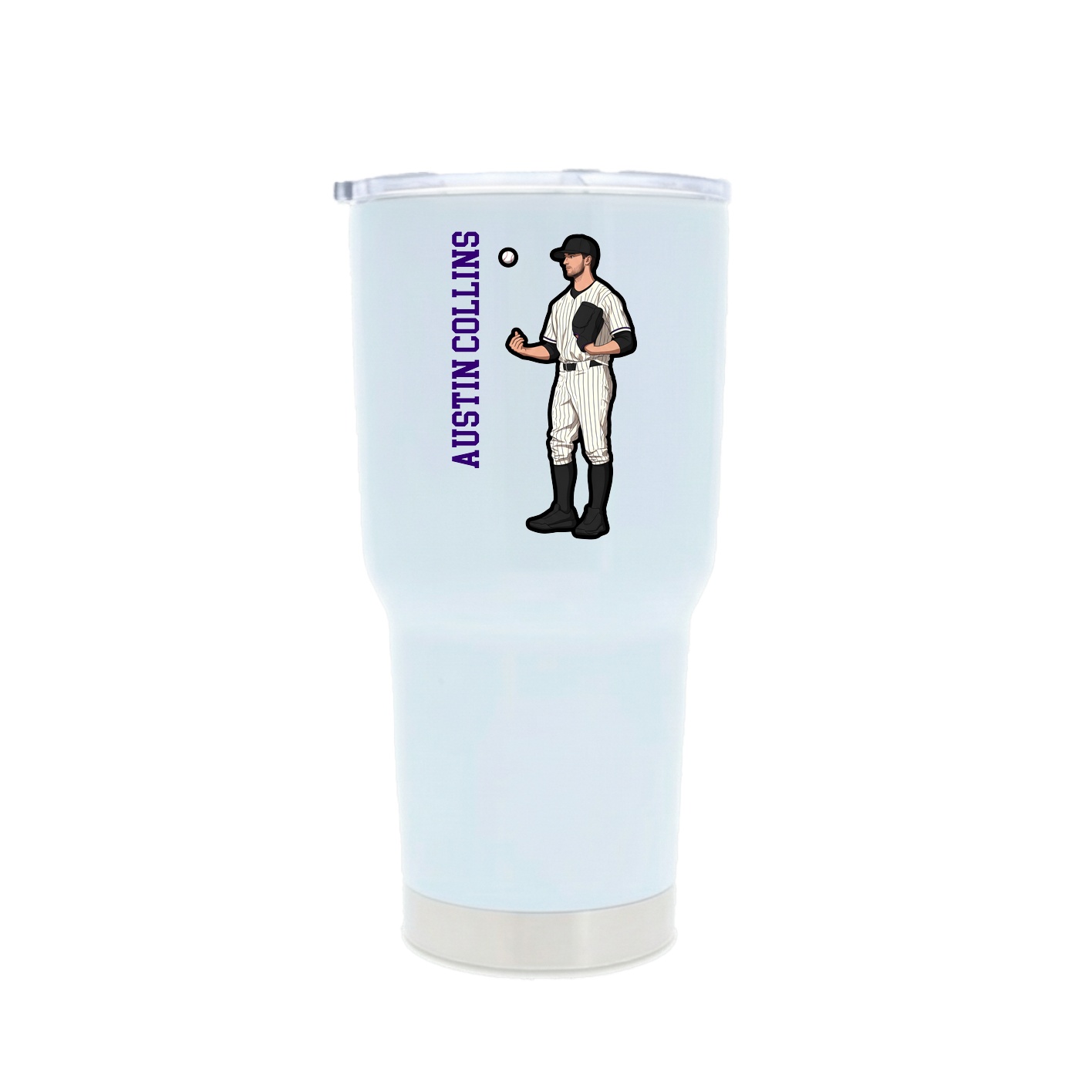 30oz Stainless Steel Tumbler — Name Vertical in White