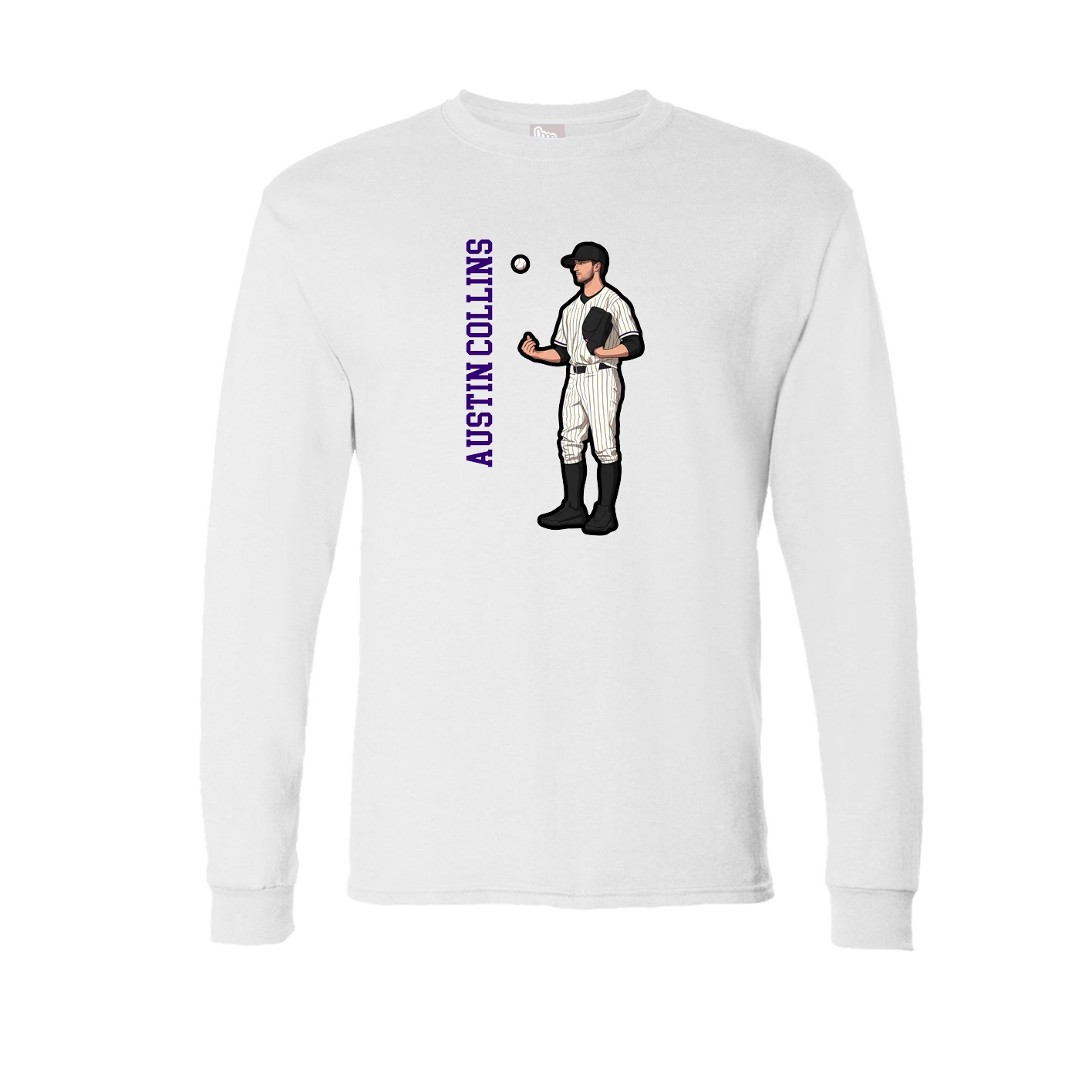 Long Sleeve Tee — Name Vertical in White
