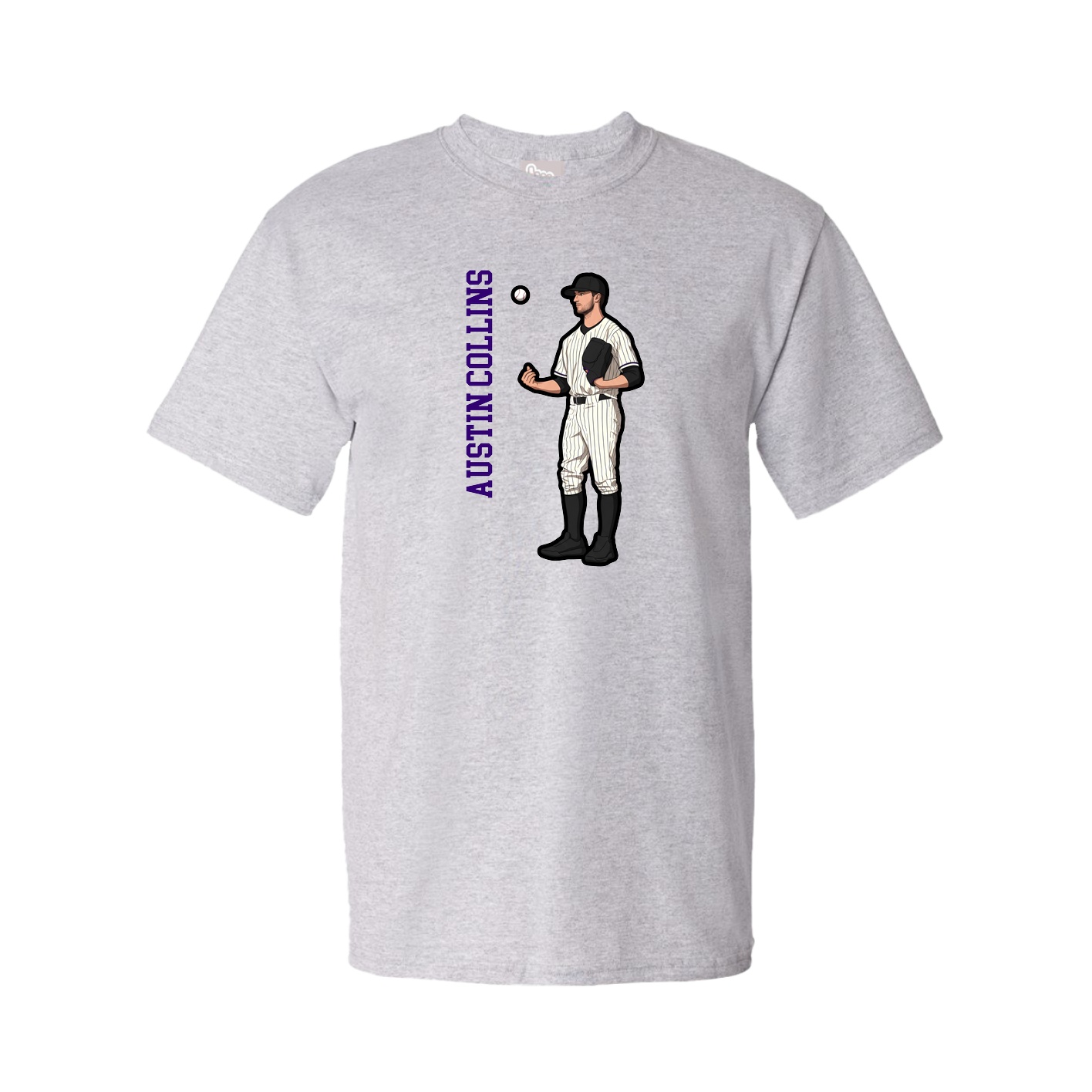 Youth Tee — Name Vertical in Grey