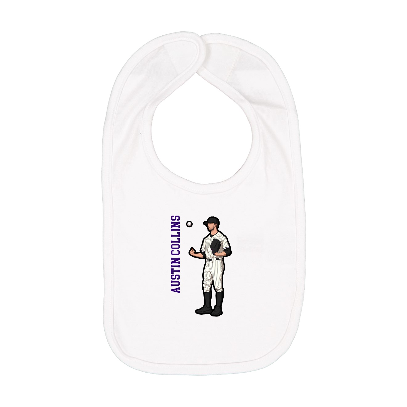 Infant Bib — Name Vertical in White