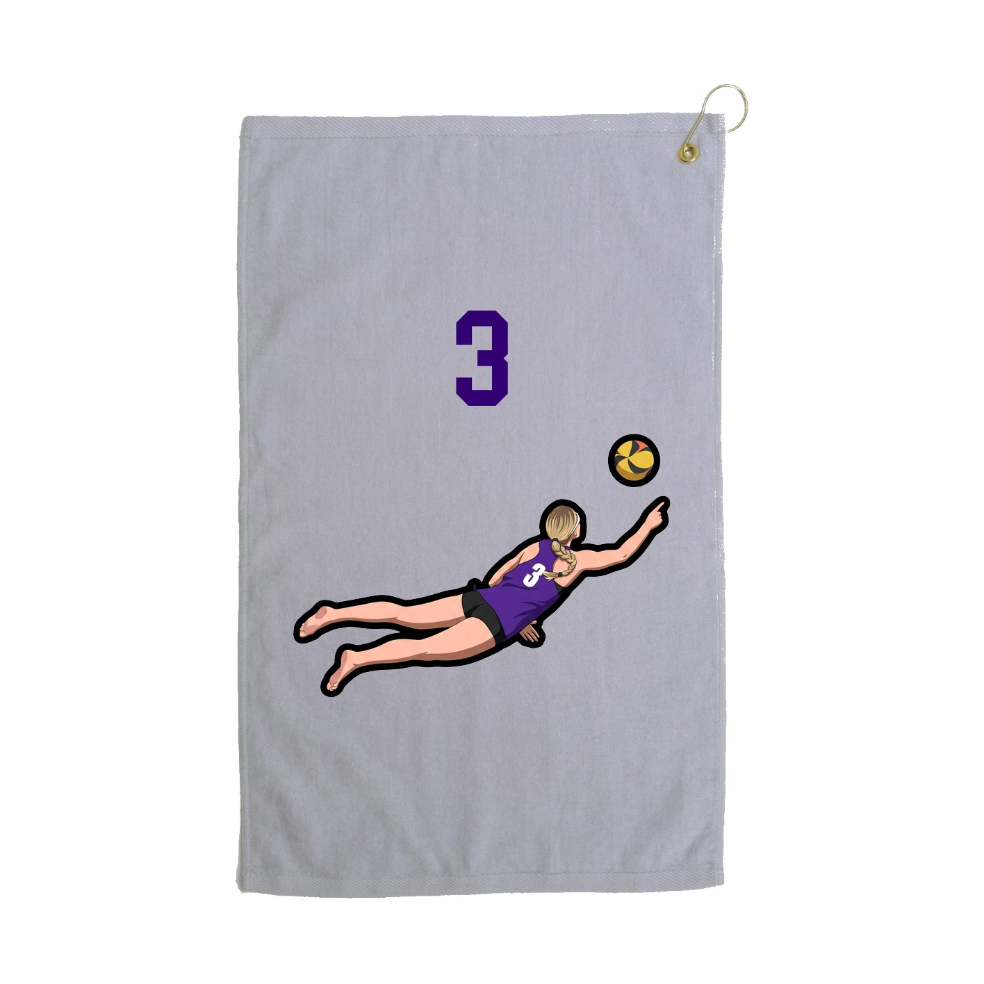 Golf Towel — Number Top in Grey