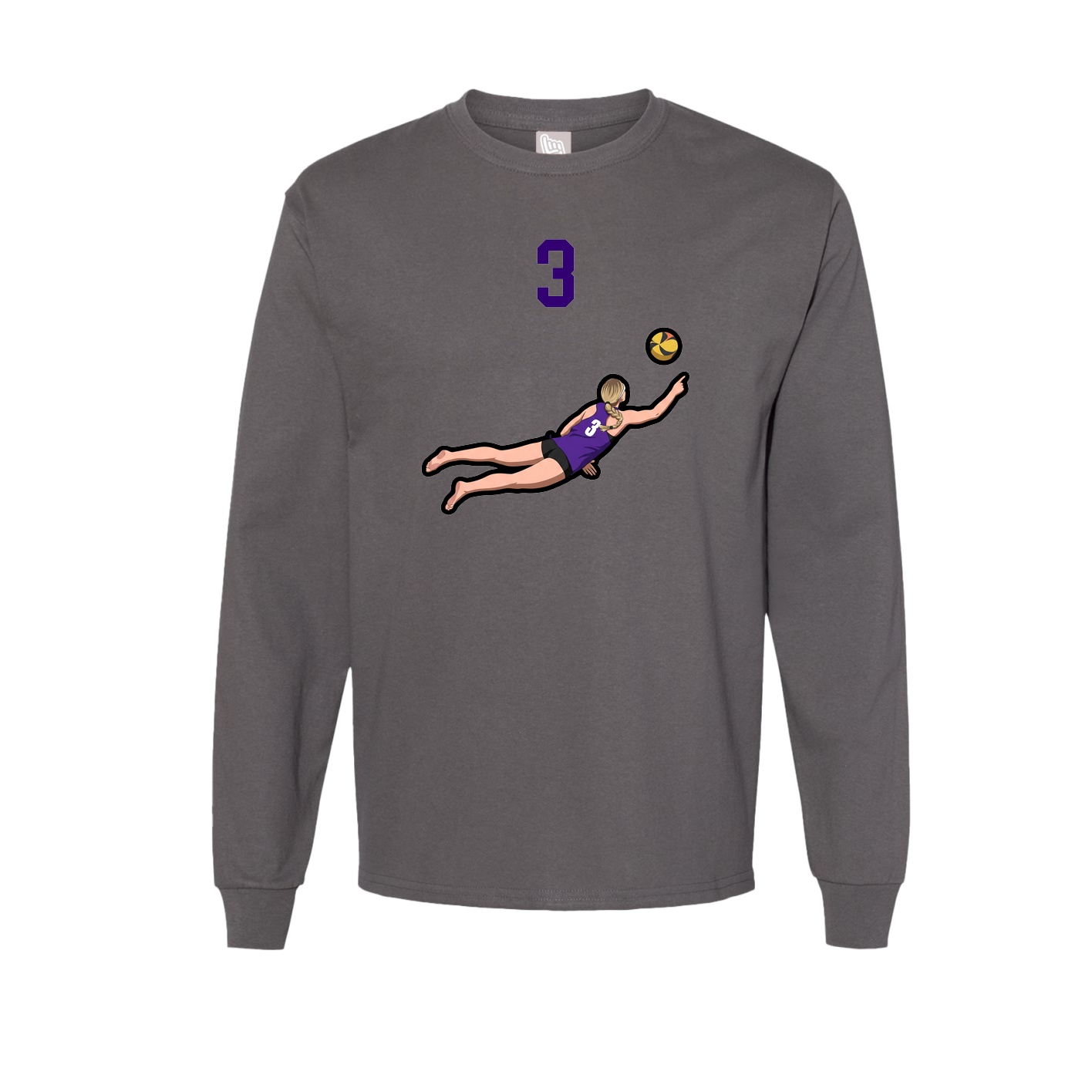 Long Sleeve Tee — Number Top in Grey