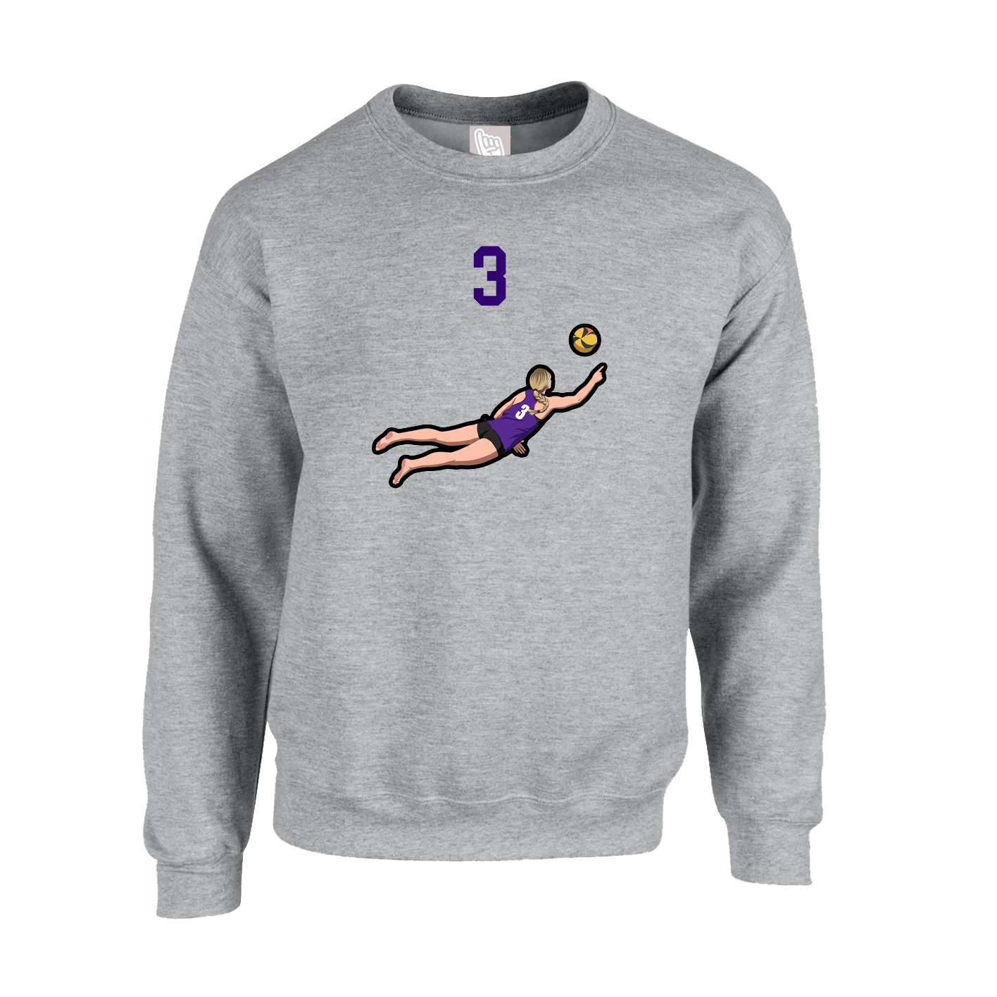 Fleece Crew — Number Top in Grey