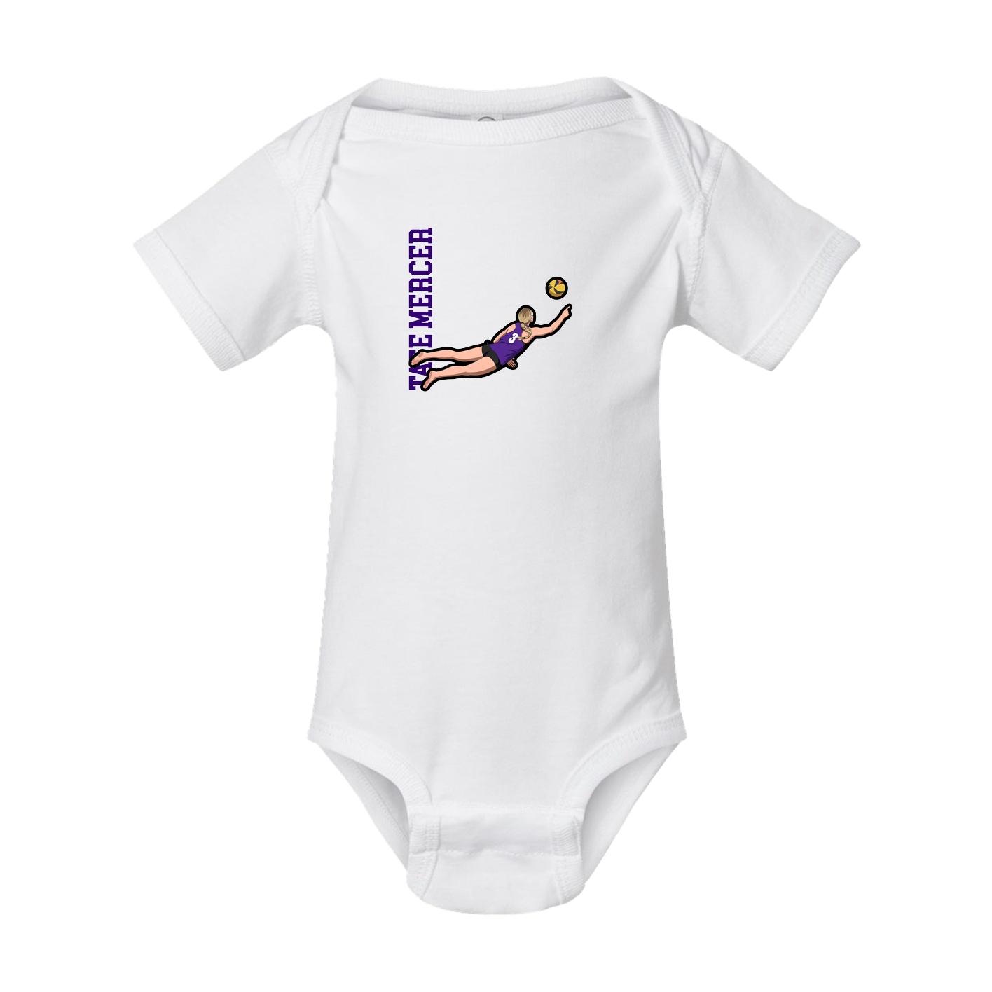 Baby Onesie — Name Vertical in White