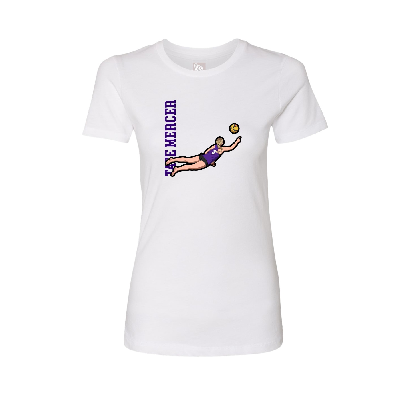 Fitted Women's Tee — Name Vertical in White