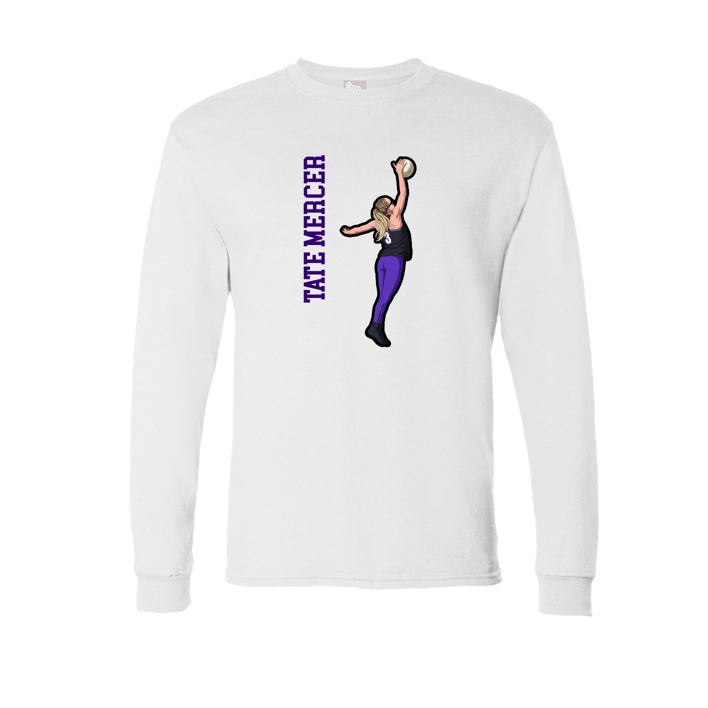 Long Sleeve Tee — Name Vertical in White