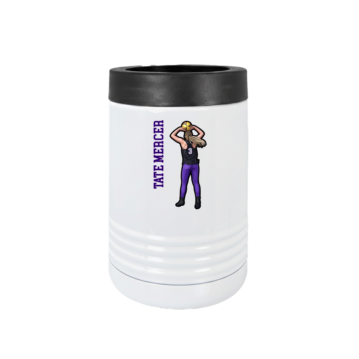 Beverage Holder — Name Vertical in White