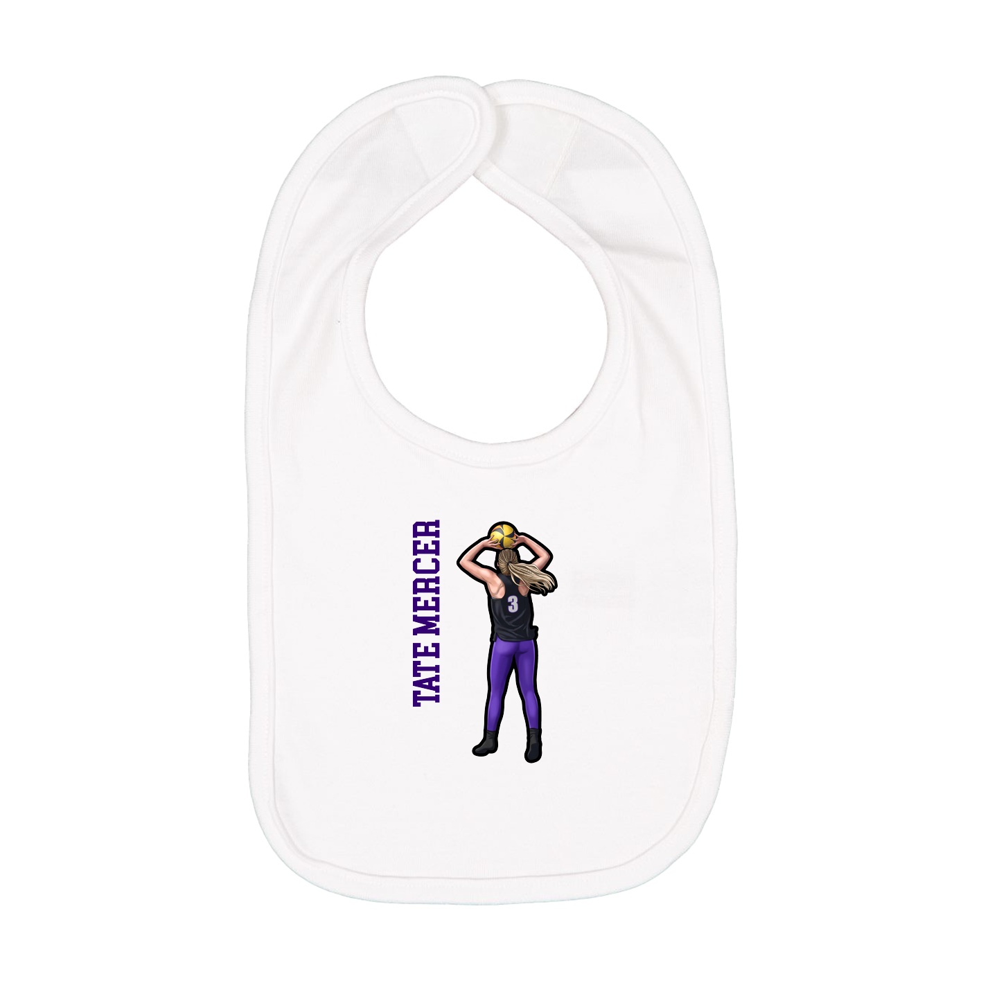 Infant Bib — Name Vertical in White