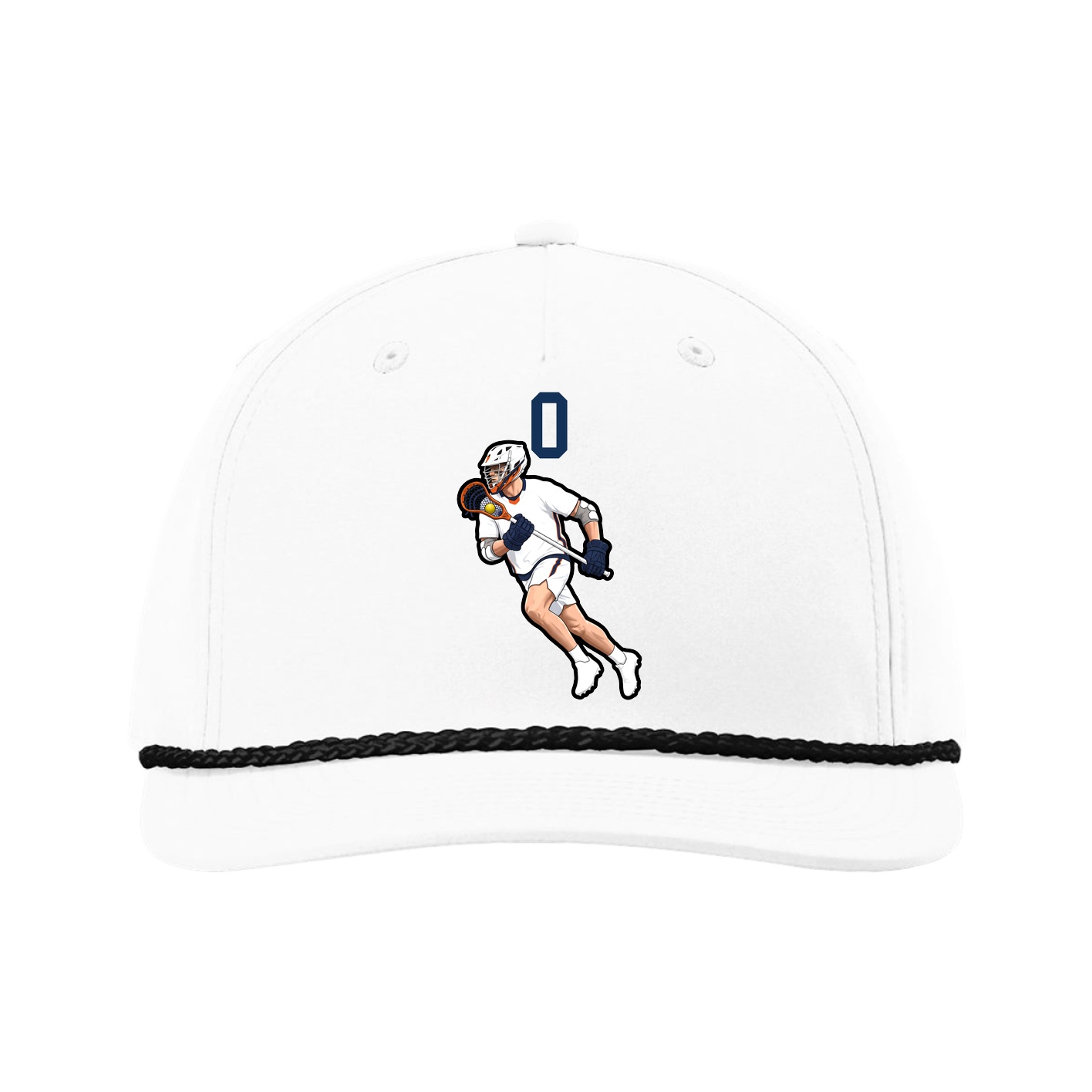 Five-Panel Classic Rope Cap — Number Top in White
