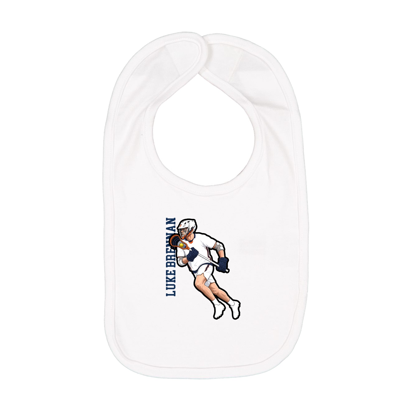 Infant Bib — Name Vertical in White