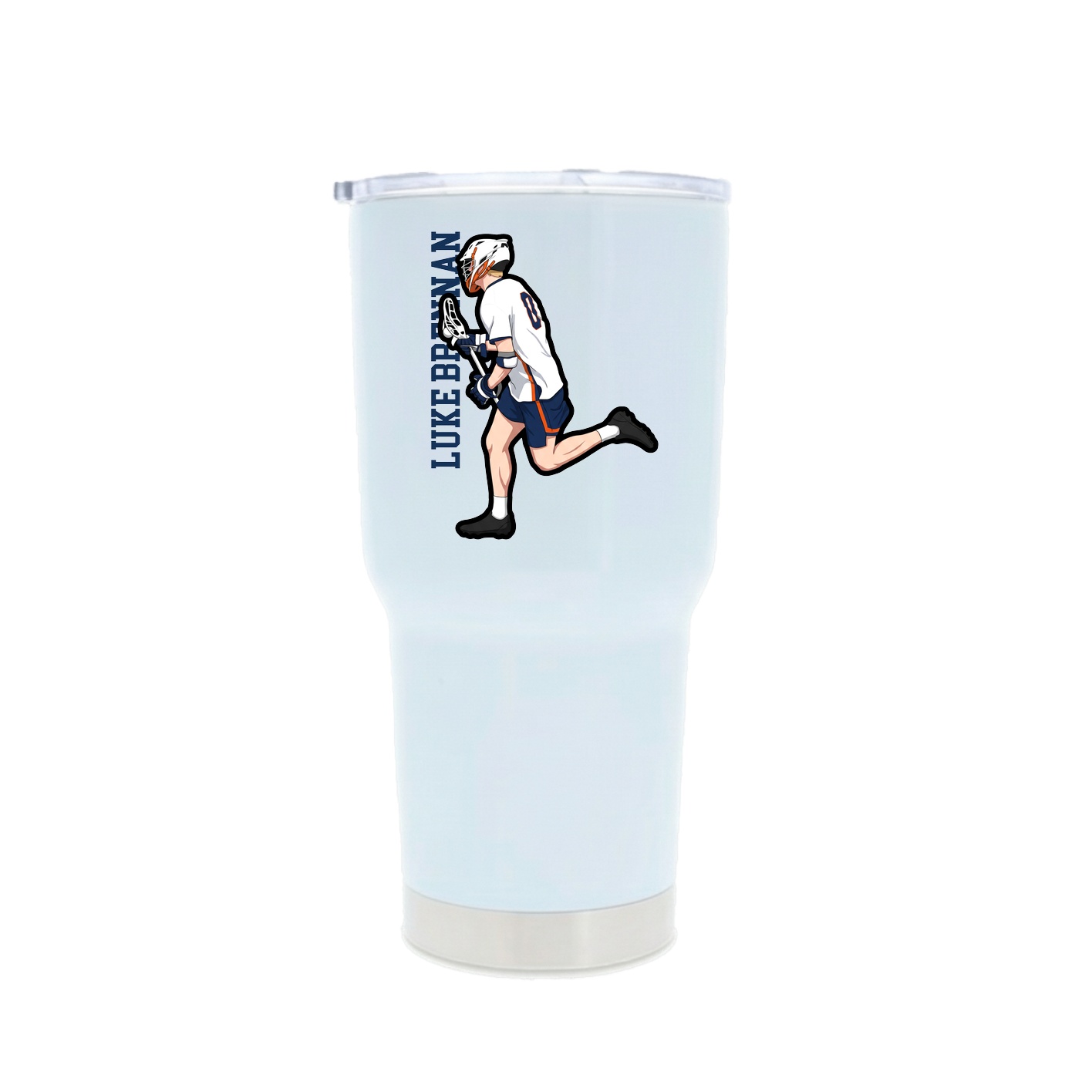 30oz Stainless Steel Tumbler — Name Vertical in White