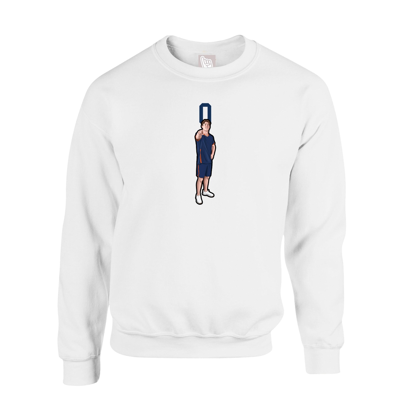 Fleece Crew — Number Top in White