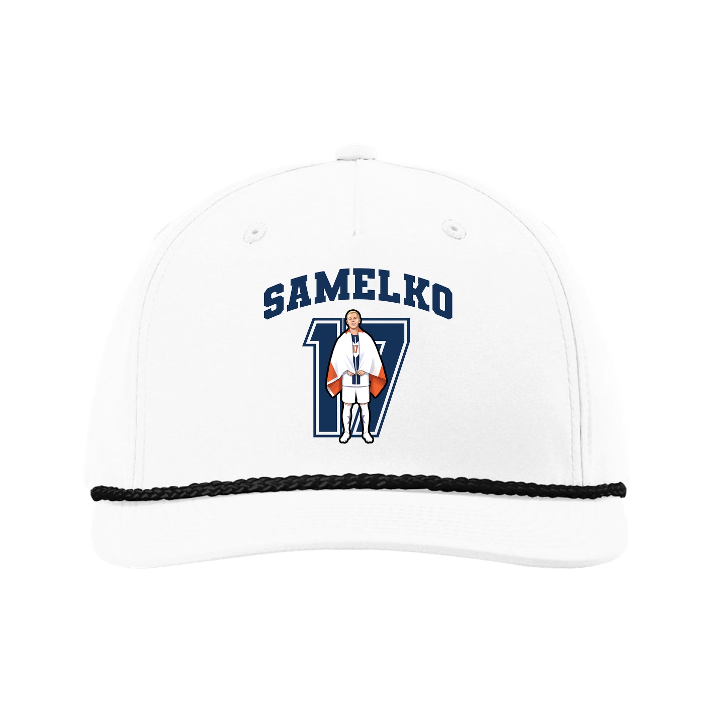 Five-Panel Classic Rope Cap — Number in White